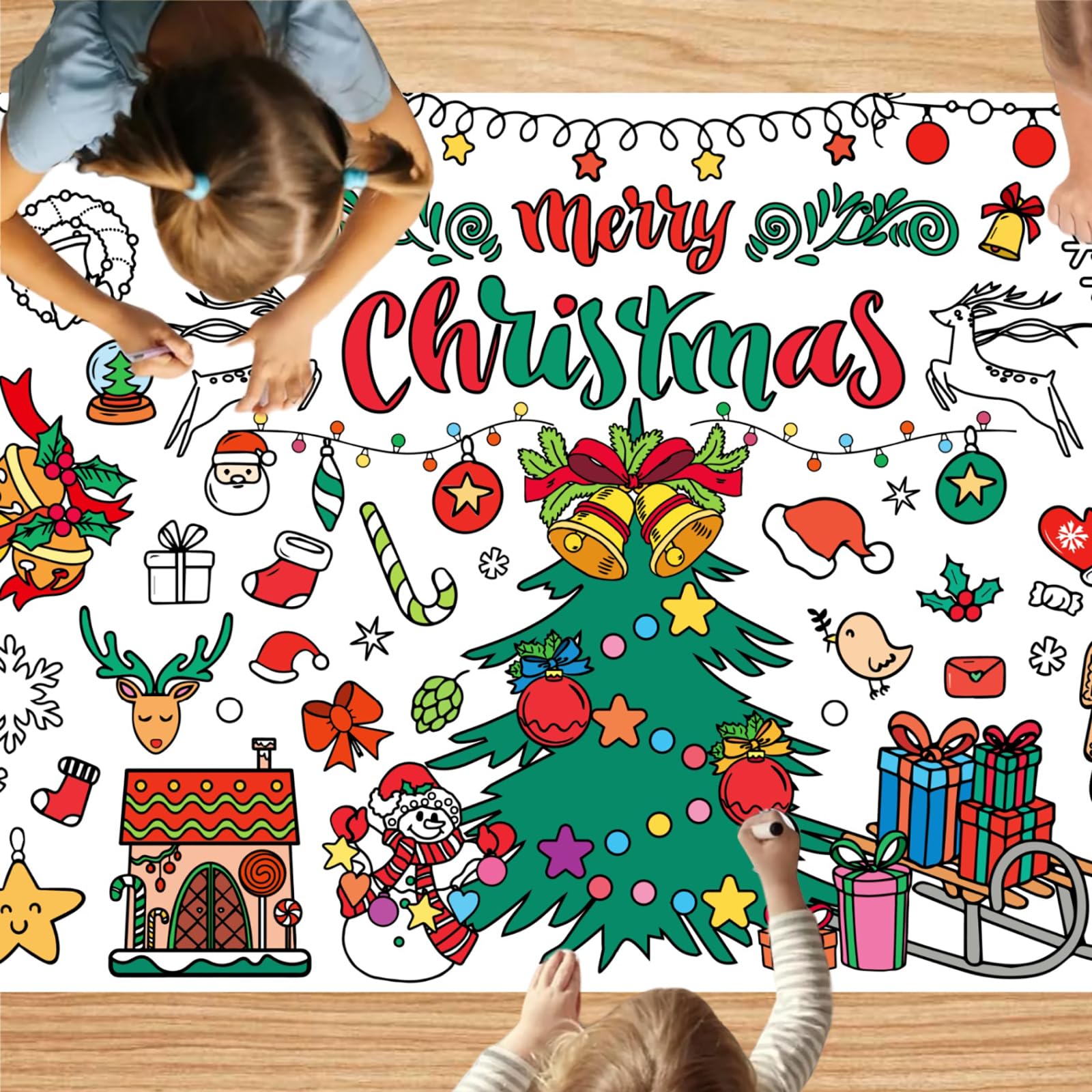 christmas crafts for kids games activities giant coloring poster table cloth party decorations (30x72inch)