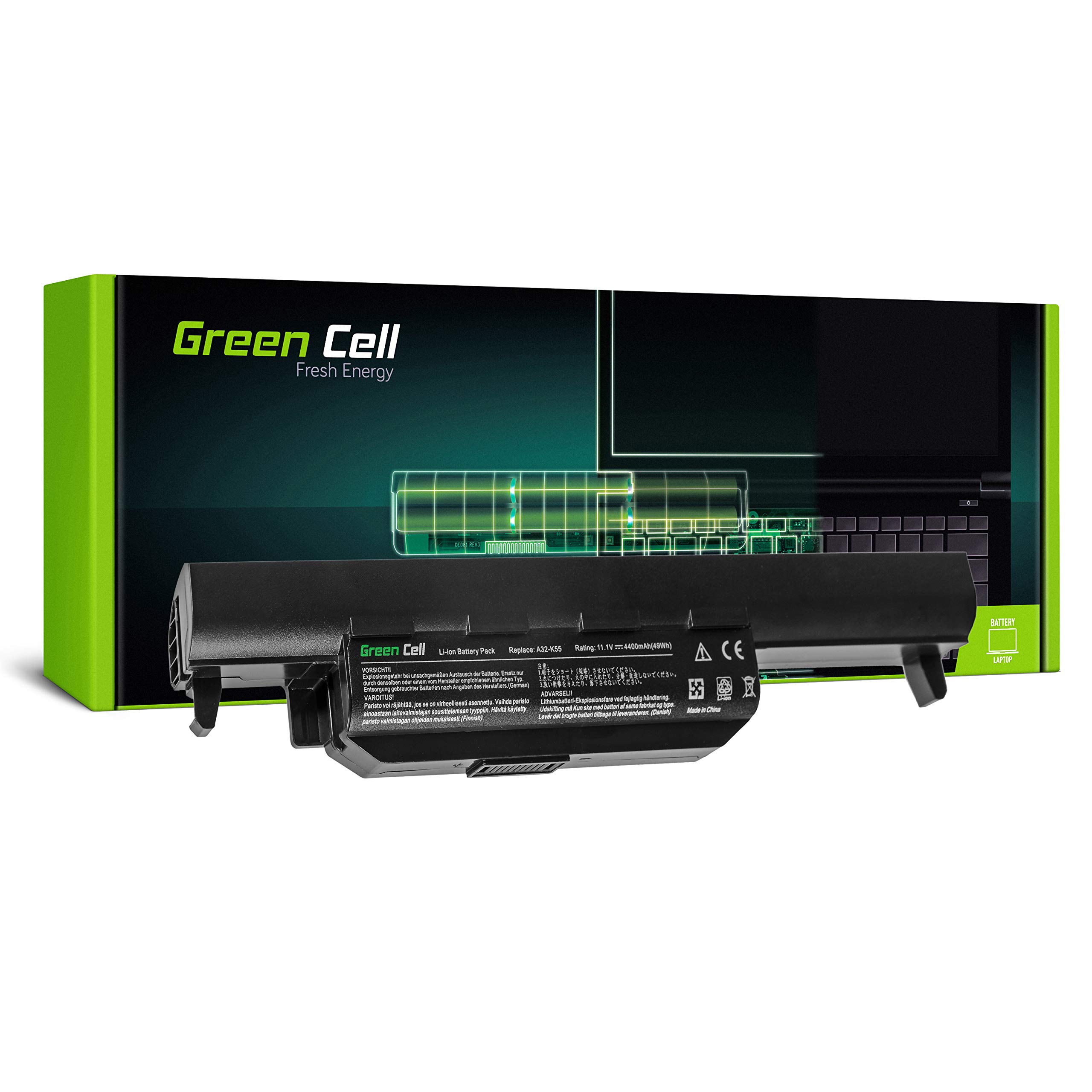 GREEN CELL Battery for ASUS A32-K55 A45 A55 K45 K55 K75 / 11.1 V 4400 mAh