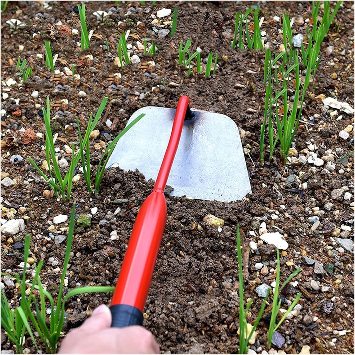 Houe en Acier à Main - Outil de Jardinage - Houe de Plantation de Jardin - Outil Portable de désherbage et d'ameublissement du Sol - Houe à Creuser avec poignée 2 en 1 pour Planter Le Sol -