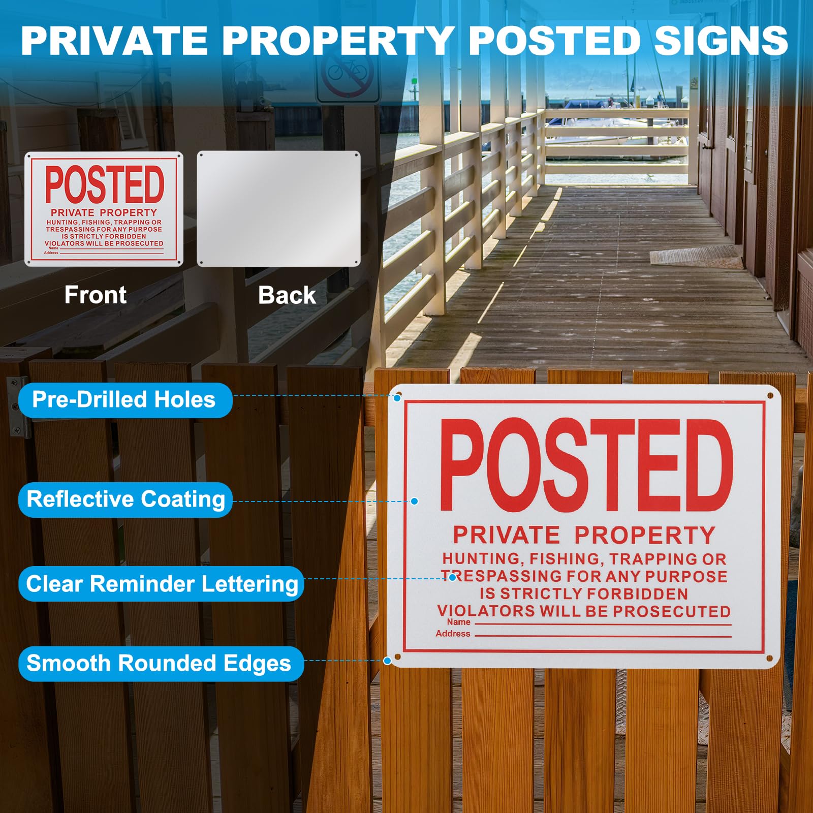 PATIKIL 10x7 Pollici Cartelli Divieto Di Accesso, Pezzi Cartelli Proprietà Privata Divieto Di Caccia Segnaletica Riflettente In Alluminio Con Viti E Fascette Per Avvisi Interni E.