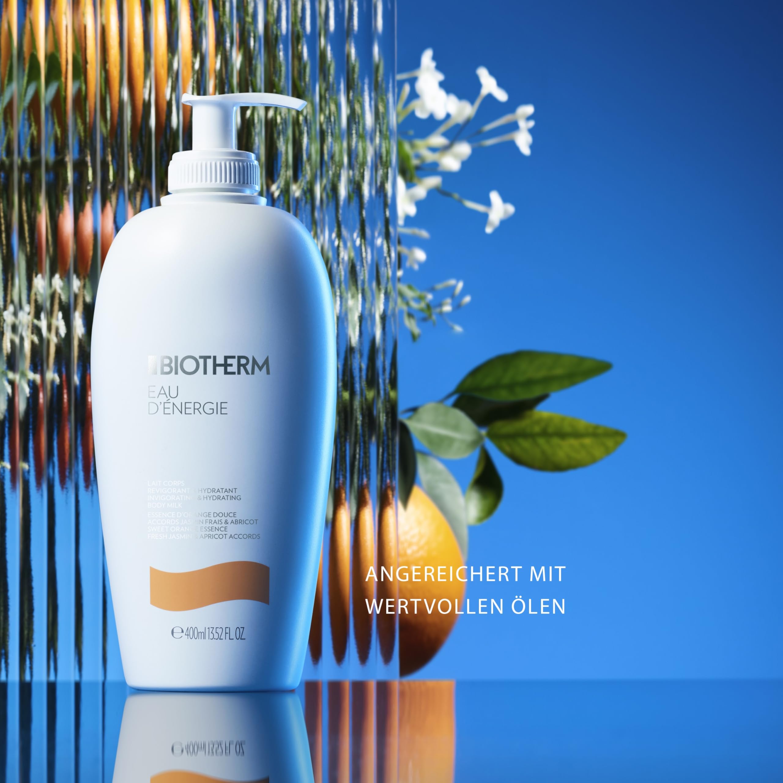 Biotherm Eau d'Énergie Bodylotion mit Life Plankton, Aprikosenöl und Olivenöl, Körperlotion für intensive Feuchtigkeitspflege, Körperpflege für alle Hauttypen, 400 ml