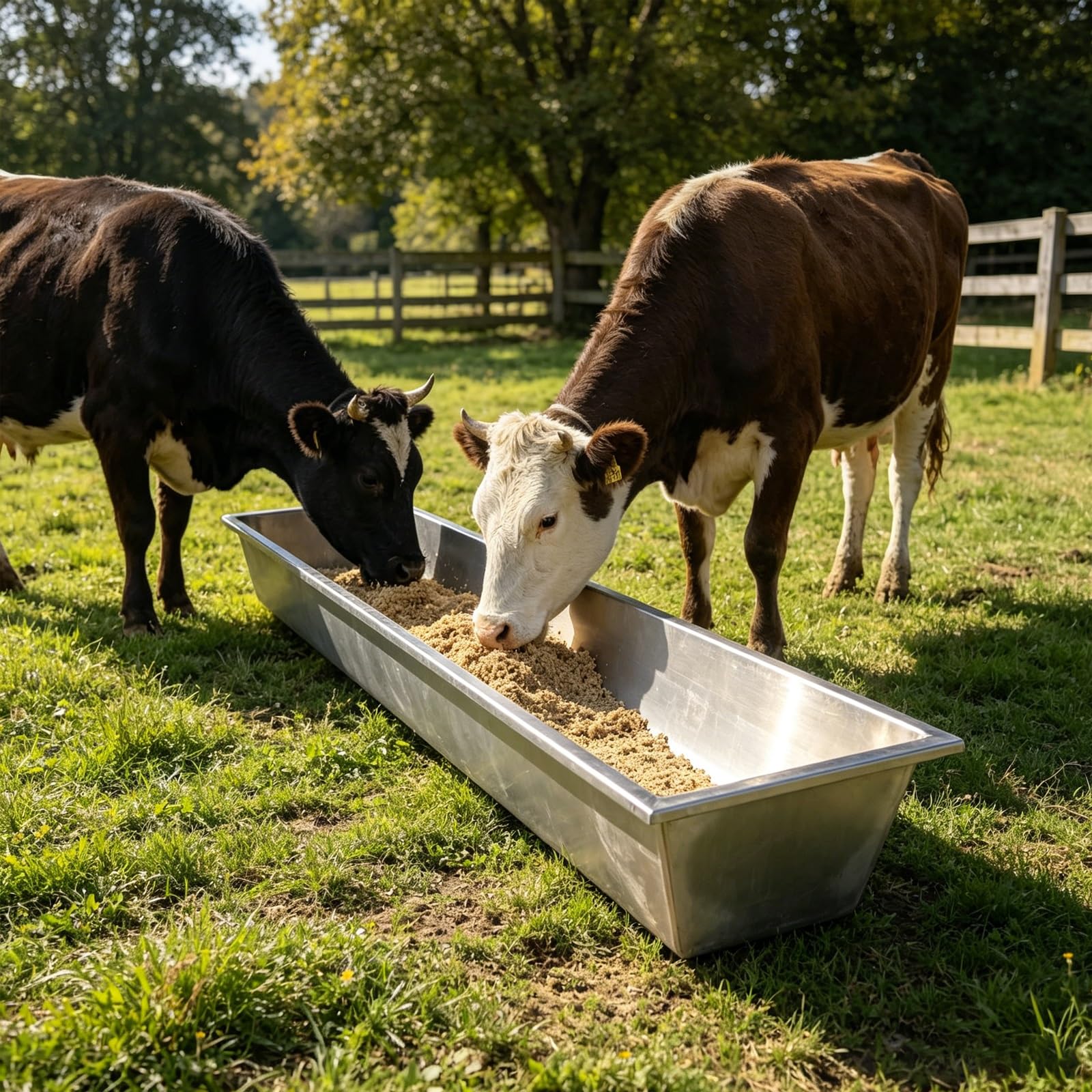 SRNSAEB Comedero para Ganado Comedero Grande para Ganado (Vacas, Ovejas, Cabras Y Terneros); Apto para Corrales Y Granjas. Comedero Metálico Y Suministros De Abrevadero; Comedero(L 100cm(39 2/5in))