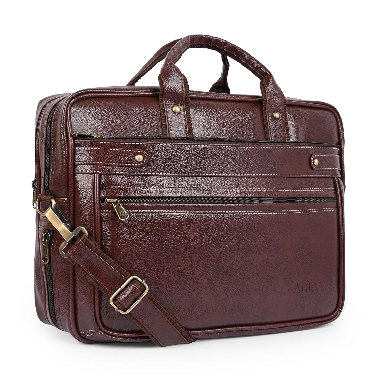 Meek Leather Laptop Messenger Bag, Brown Briefcase for Work, Office Bag for Men-image-34