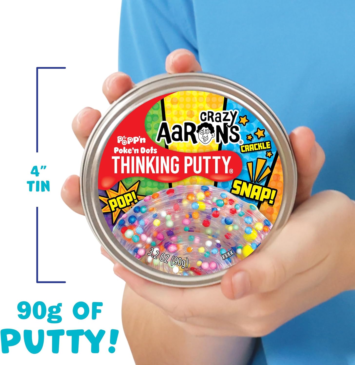 Crazy Aaron's Thinking Putty® - Poke'N Dots Popp’n - Multi-Color Sensory Putty for Kids and Grown ups in a 4" Tin - Creative and Endless Fun, Stress Relief Therapy Toys, Never Dries Out - Made in USA