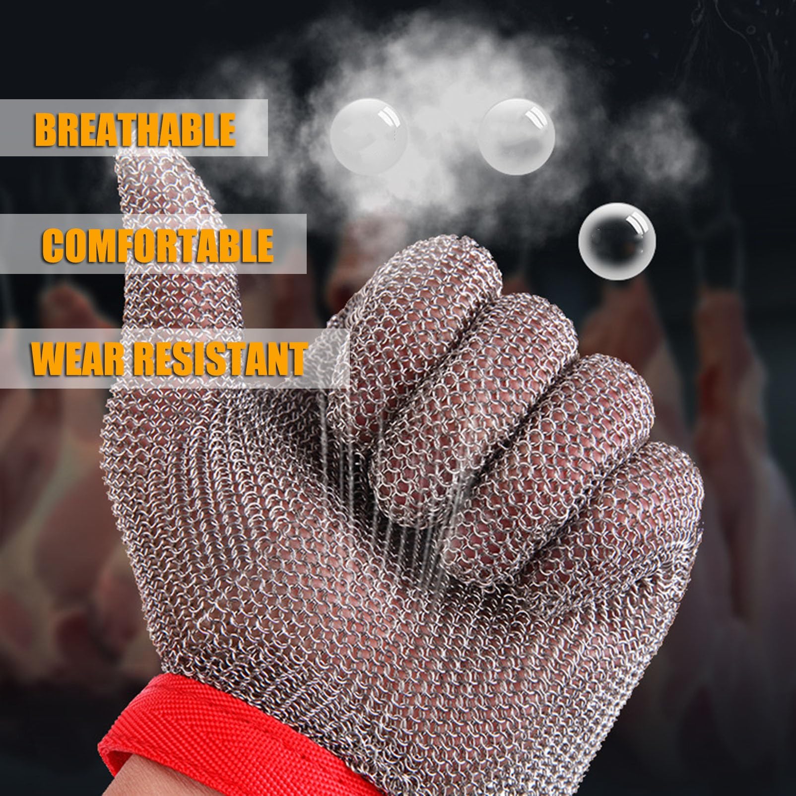 Guantes de Trabajo Anticorte 5 Guantes De Malla A Prueba De Cortes Con Pulsera De Nailon Ajustable, Guantes De Trabajo De Seguridad For Corte De Metales De Laboratorio(XXL)