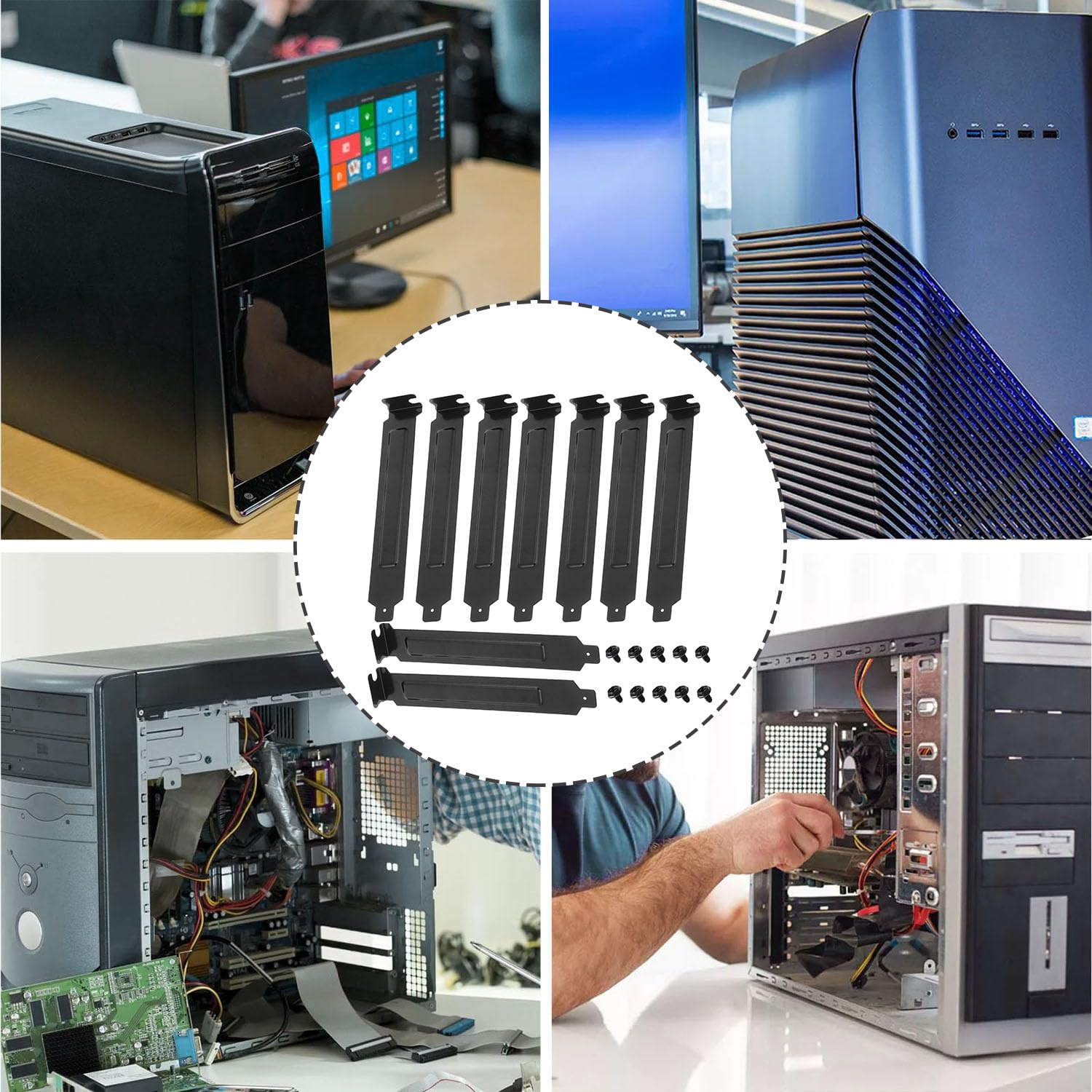 Copri Slot PCI, Confezione da 10 Copri Slot PCI, Piastra di Copertura del Filtro Antipolvere in Acciaio Duro Perforato, Con Viti, Nero
