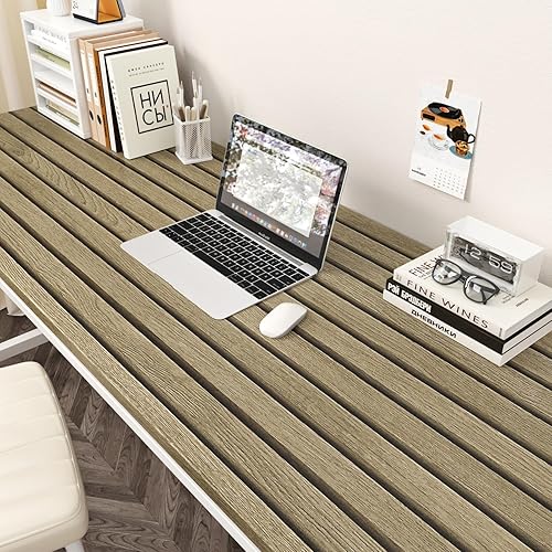 Miniatura 7 de Papel tapiz de listones de madera marrón para dormitorio, papel tapiz de panel de madera sintética, despegar y pegar, papel tapiz de listones de