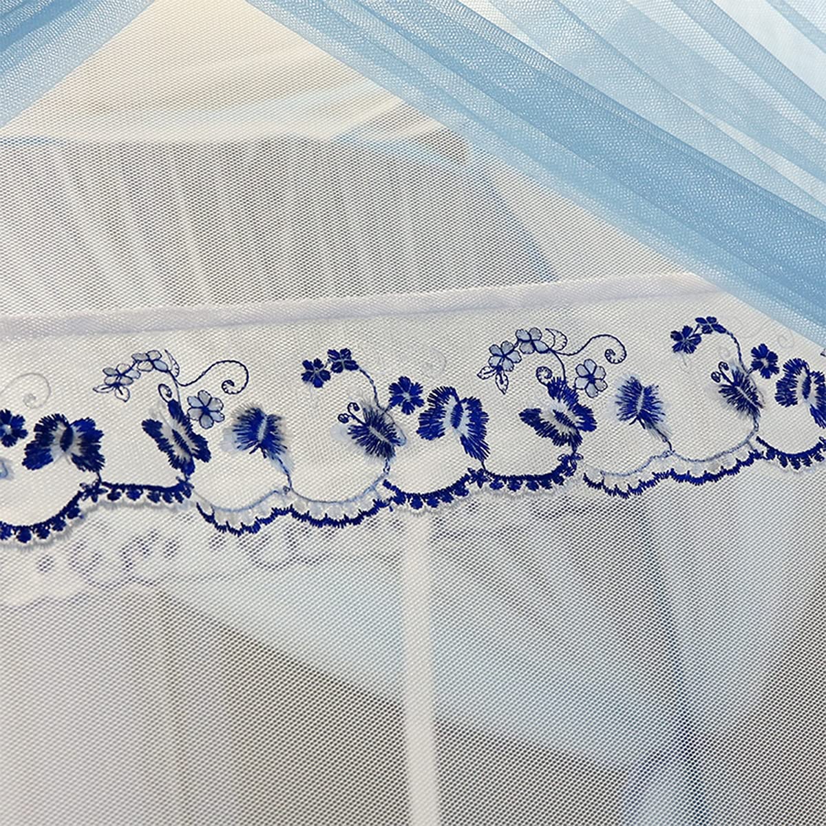 Zanzariera per Letto, baldacchino Pieghevole per Letto, Tenda da Campeggio Anti-zanzare a Doppio Strato con Fondo Facile da installare, Blu, per Letto da 1,5 m