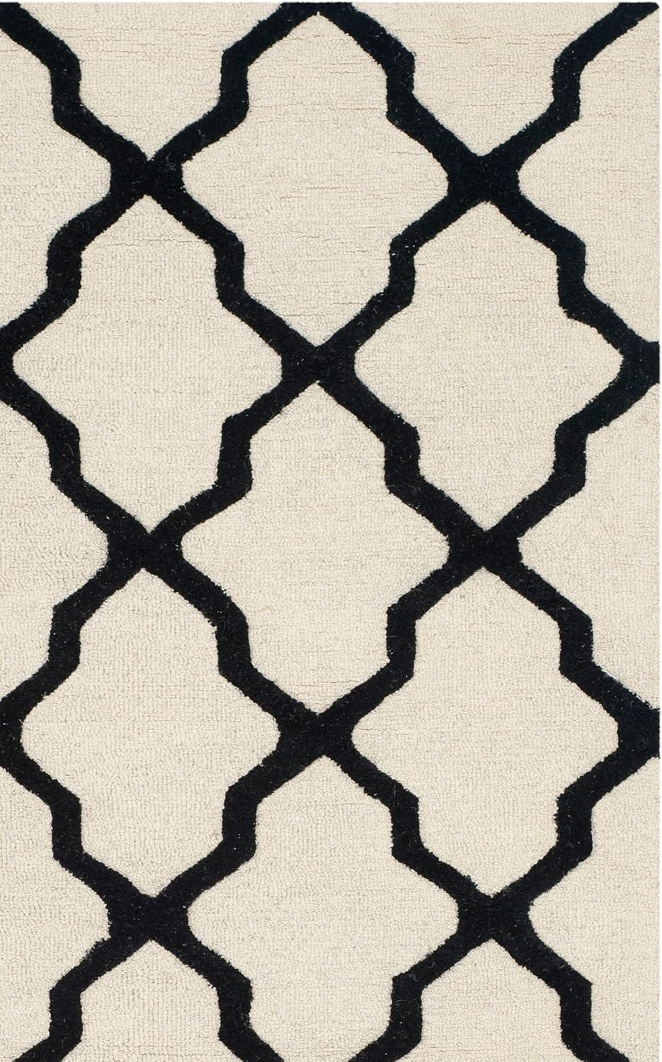 SAFAVIEH Cambridge Collection Accent Rug - 3' x 5', Ivory & Black, Handmade Trellis Wool, Ideal for High Traffic Areas in Entryway, Living Room, Bedroom (CAM121W)