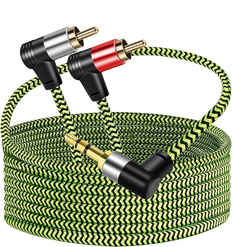 Cable de audio de 3.5 mm a 2 RCA, adaptador auxiliar, cable divisor estéreo, cable auxiliar RCA en Y para smartphone, altavoces, tableta, televisión