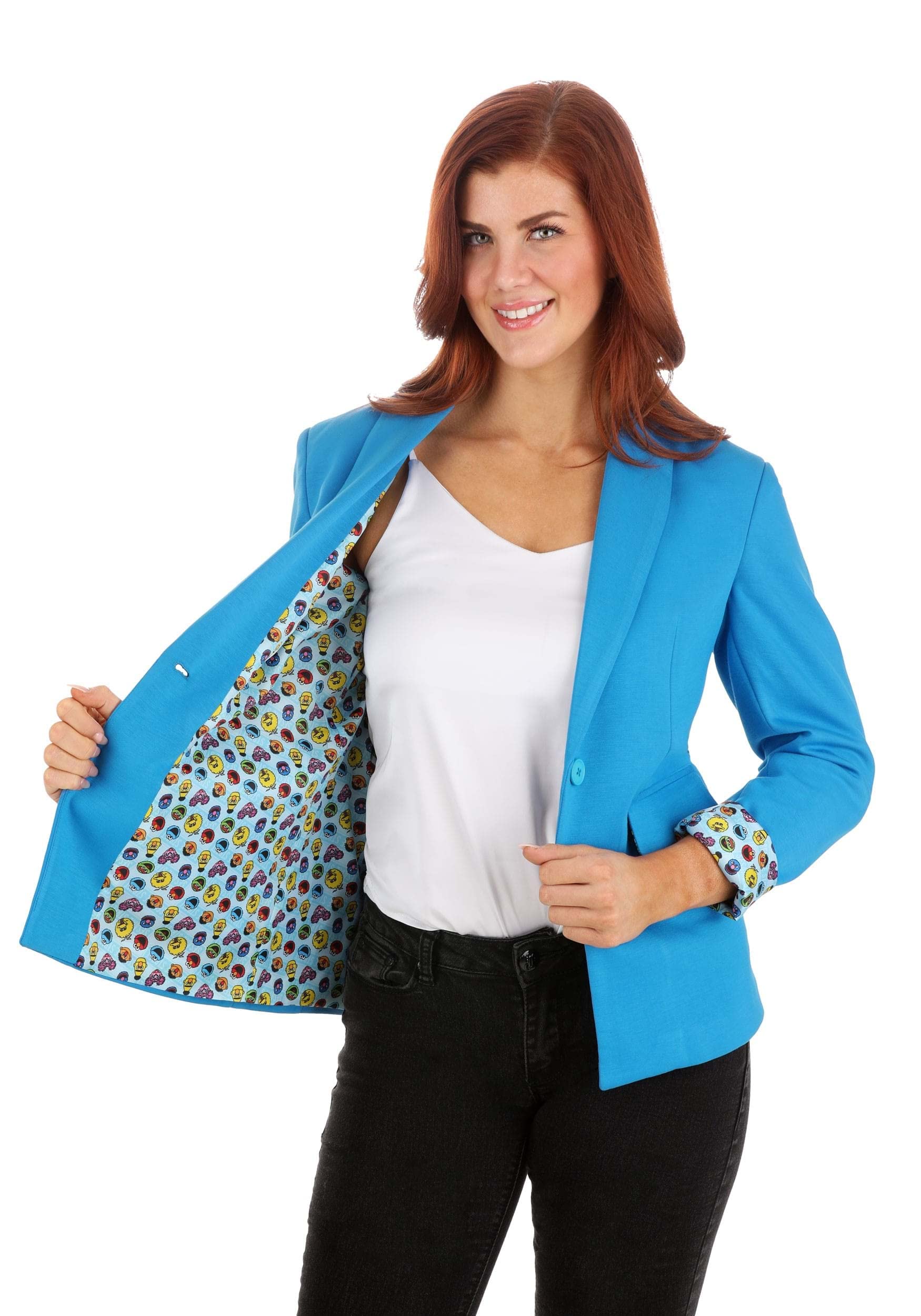Womens Sesame Street Blazer Fun Business Casual Work Blazers Open Front Long Sleeve Work Office Jacket