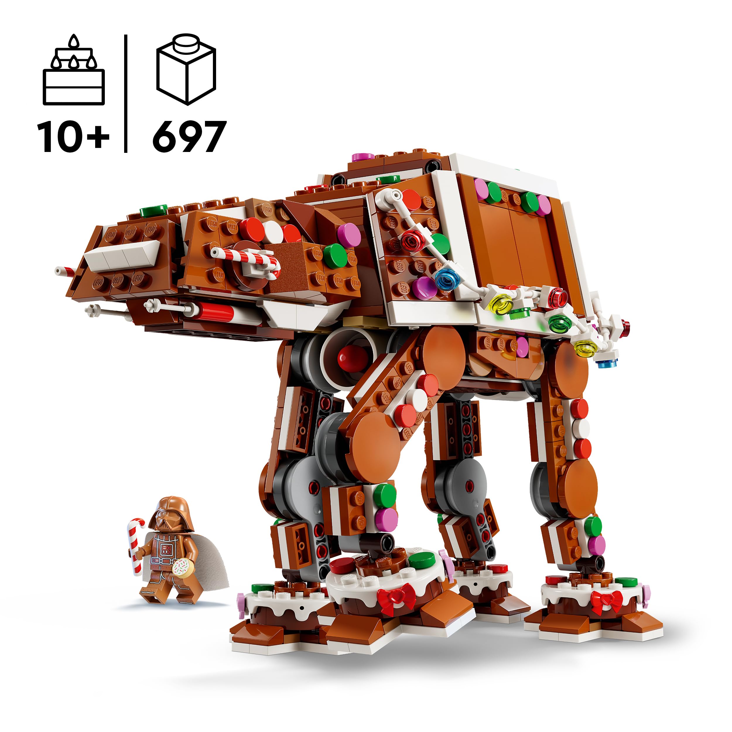 LEGO Star Wars AT-AT Walker Façon Pain d’Épices - Jouet - Loisirs Créatifs de Noël pour Enfant - Minifigurine de Dark Vador avec Sabre Laser - Décoration Festive - Cadeau Garçon 10 Ans ou Fan 40806