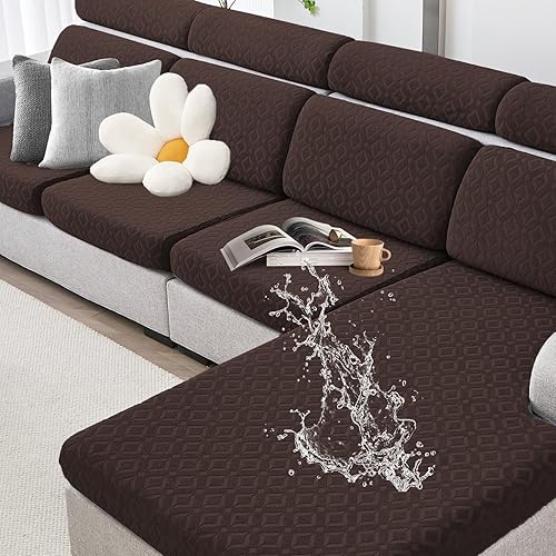 Miniatura 12 de Genina Fundas de cojín para sofá impermeables, fundas elásticas para sofá modular, funda de cojín lavable, antideslizante, con parte inferior Gris