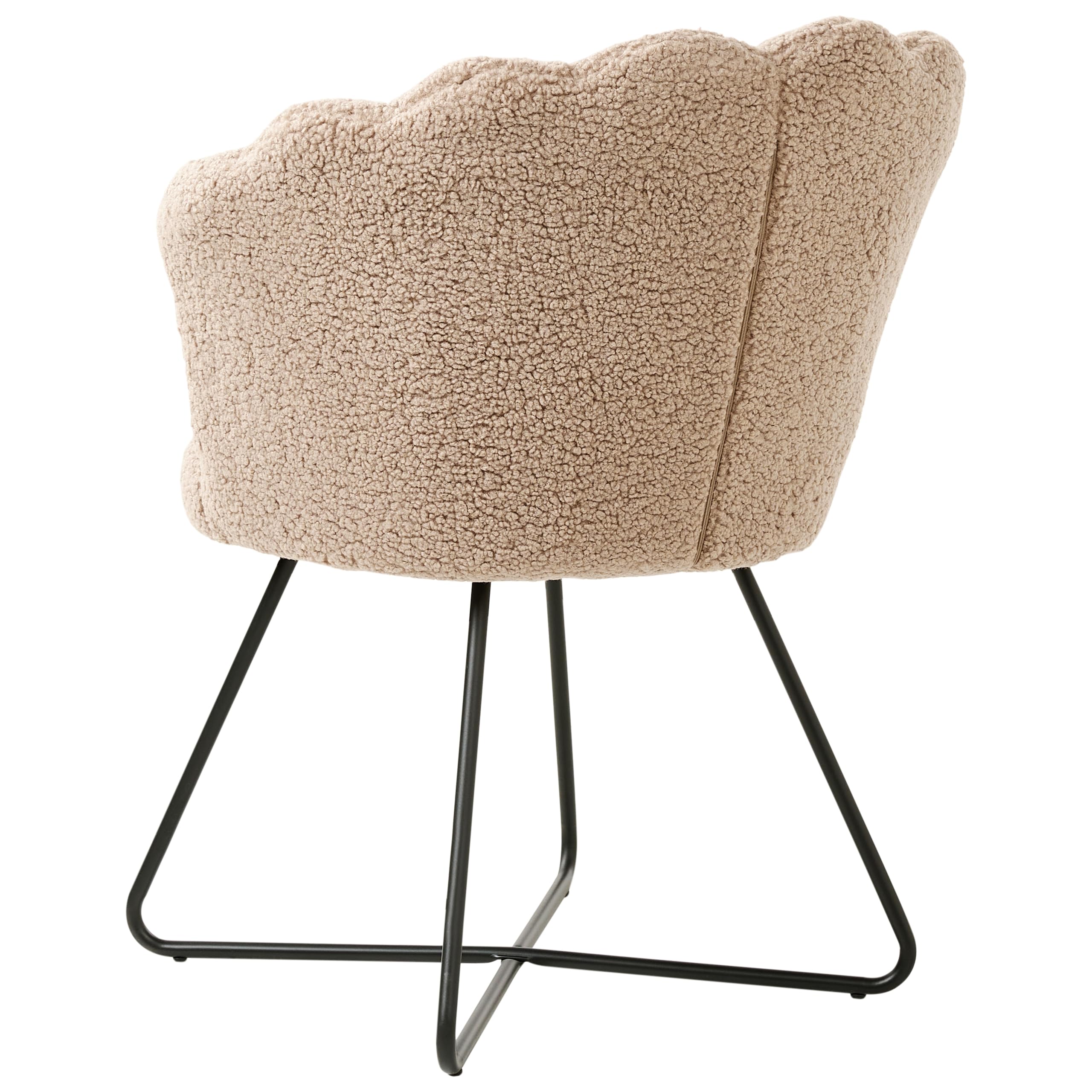 Beliani Sessel Muschel-Design Bouclé beige rund schwarzes Metallgestell Retro Lovelock