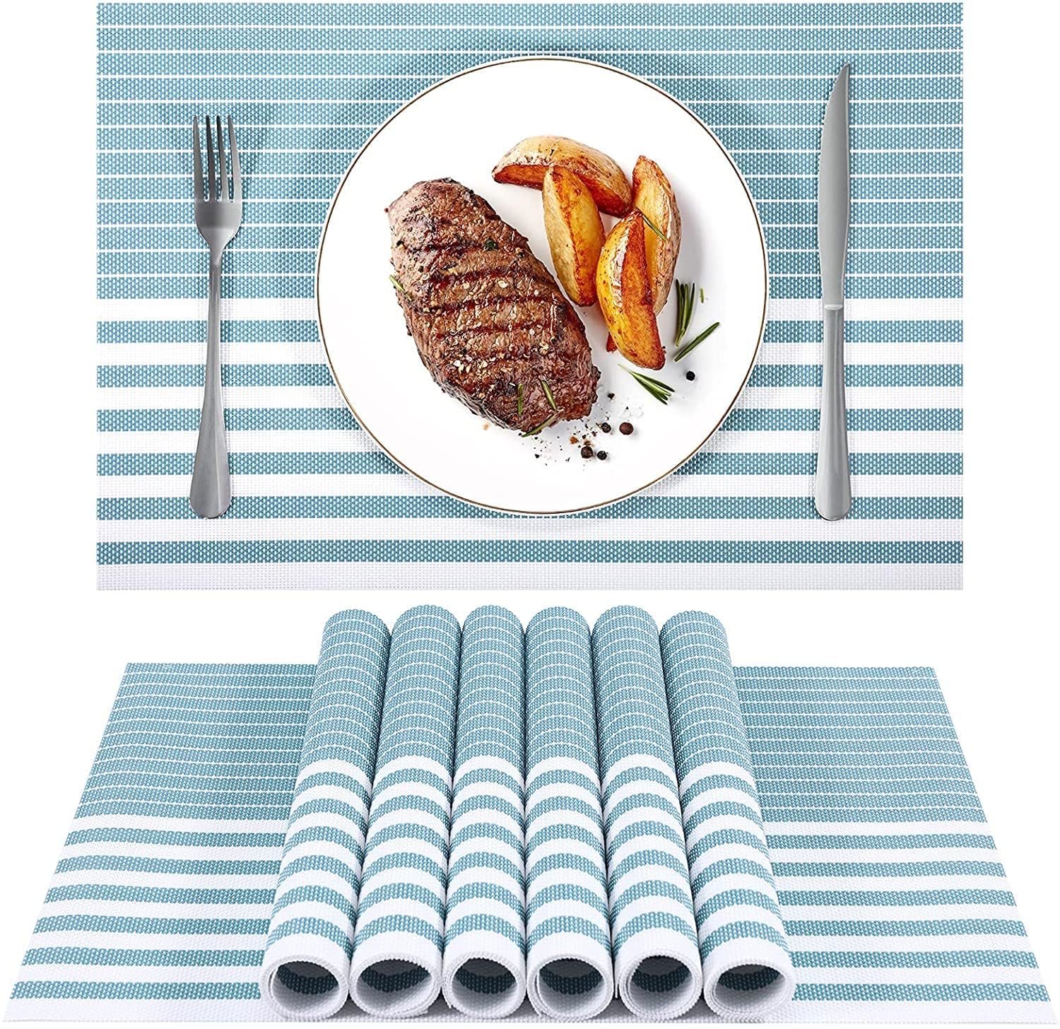 PVC Placemats Set – Heat-Resistant, Washable Placemats for Dining Table – Non-Slip Kitchen Table Mats, Easy to Clean Tabletop Protection for Indoor & Outdoor Use (4, Orange) — Amazon image 17