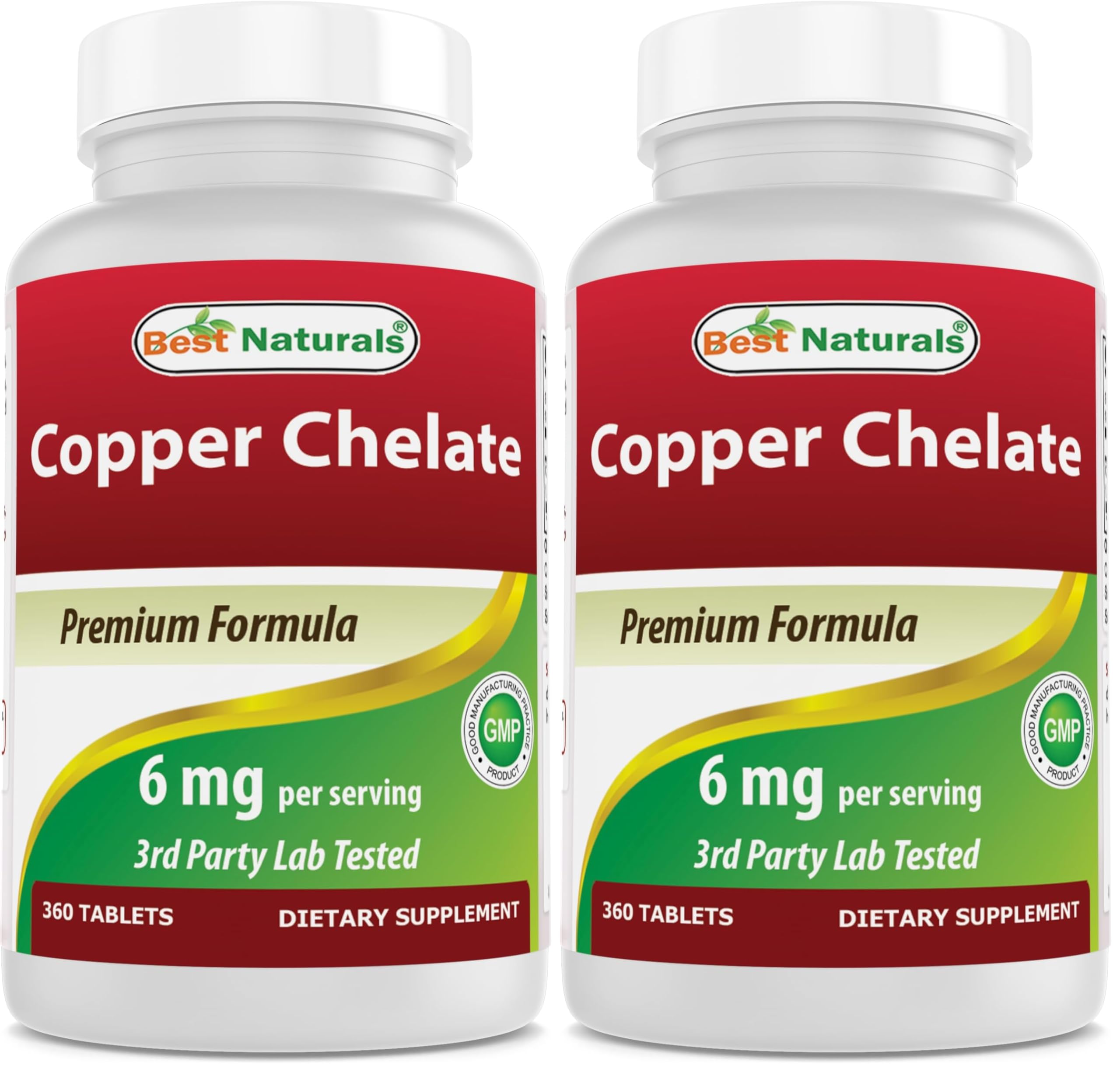 Best Naturals Copper Chelate 6 mg per Serving- 360 Tablets (Pack of 2) 360 Count (Pack of 2)