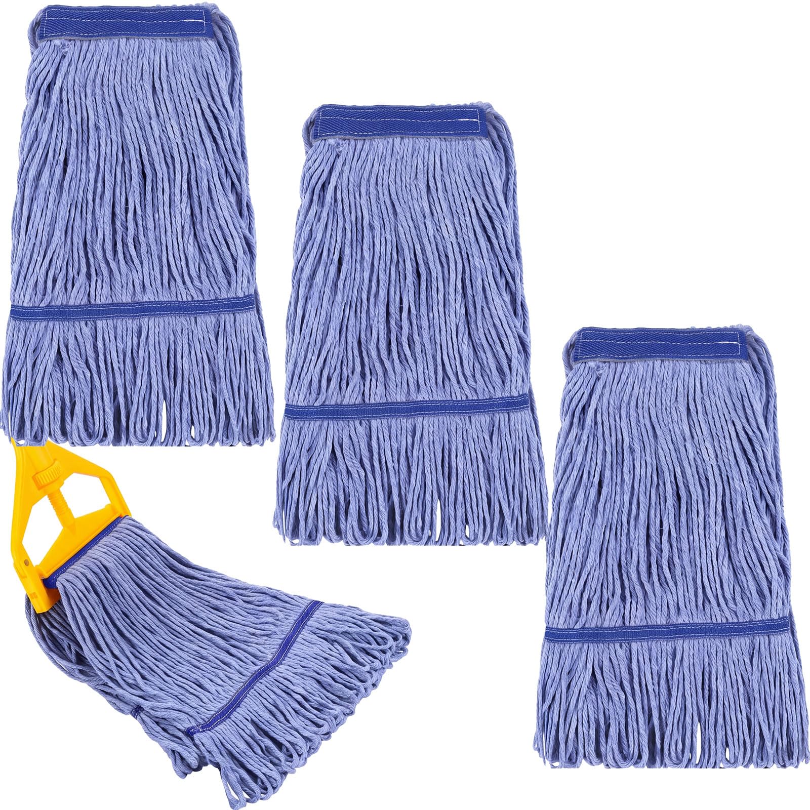 Eccliy 3 Pack Commercial Mop Head Replacement, Cotton String, Blue