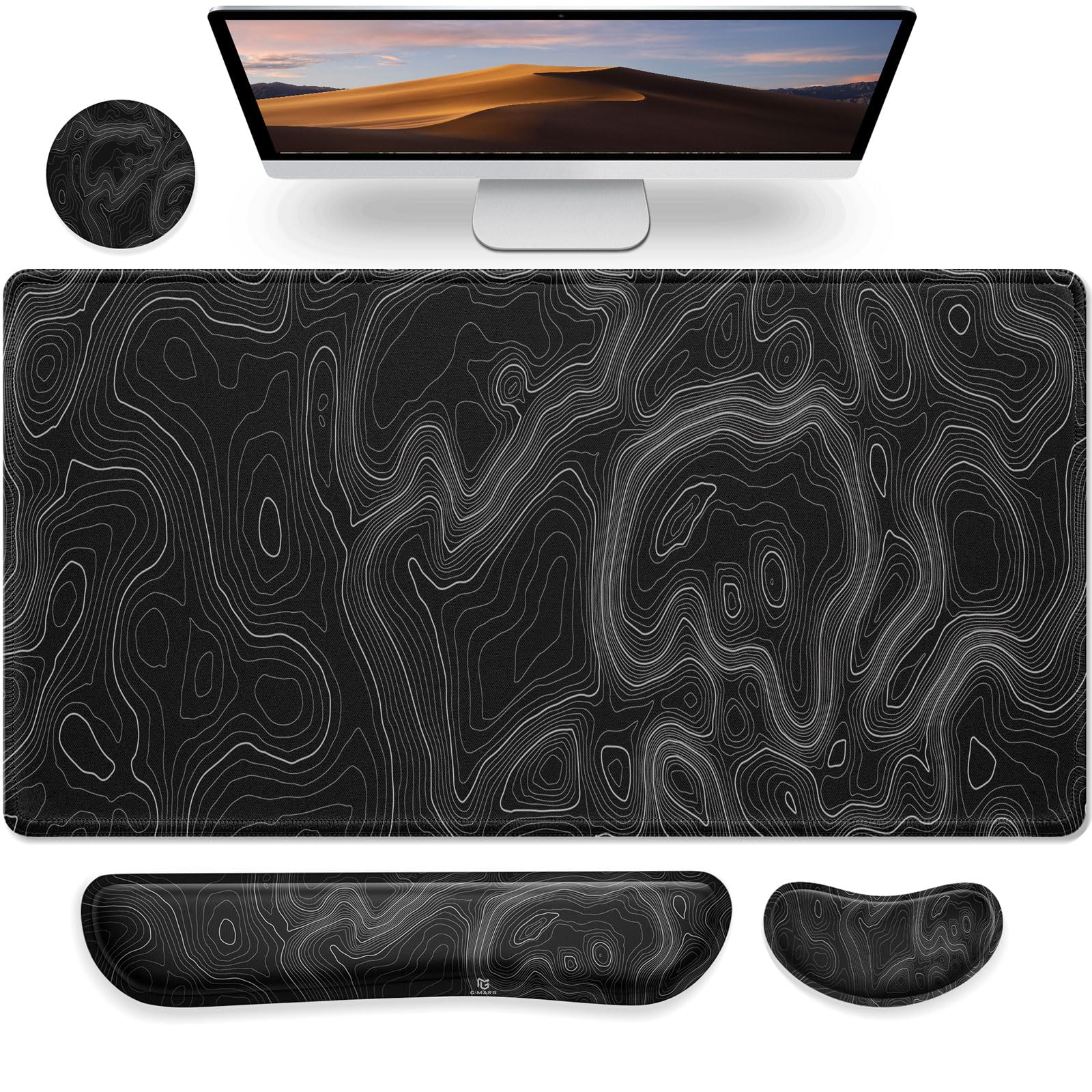 Gimars 3 in1 Mouse Pad and Keyboard Wrist Rest, Large Gaming Mouse Pad & Keyboard Wrist