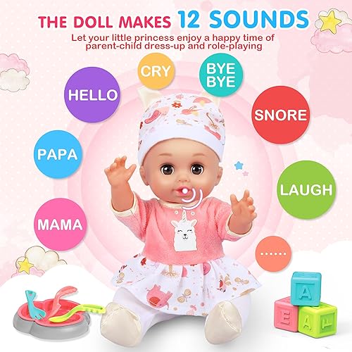 Miniatura 4 de Juego de cuidado de muñecas de bebé, juego de alimentación de muñecas de bebé, 20 piezas, muñeca de bebé realista, bolsa de cuidado de bebé, botella