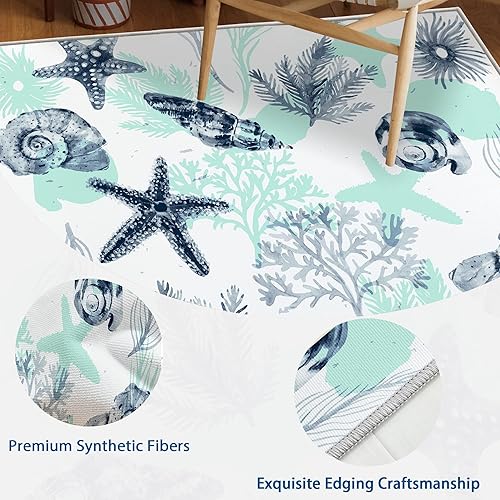 Miniatura 3 de Tritard Alfombras Coastal Area Rugs - Alfombras náuticas con temática de playa, antideslizantes, lavables a máquina, modernas para sala de estar o