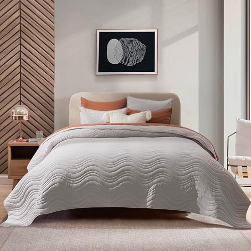 Miniatura 8 de EVERGRACE Juego de edredón de gran tamaño de 3 piezas de 96 x 110 pulgadas, juego de ropa de cama reversible suave y reversible, edredón acolchado