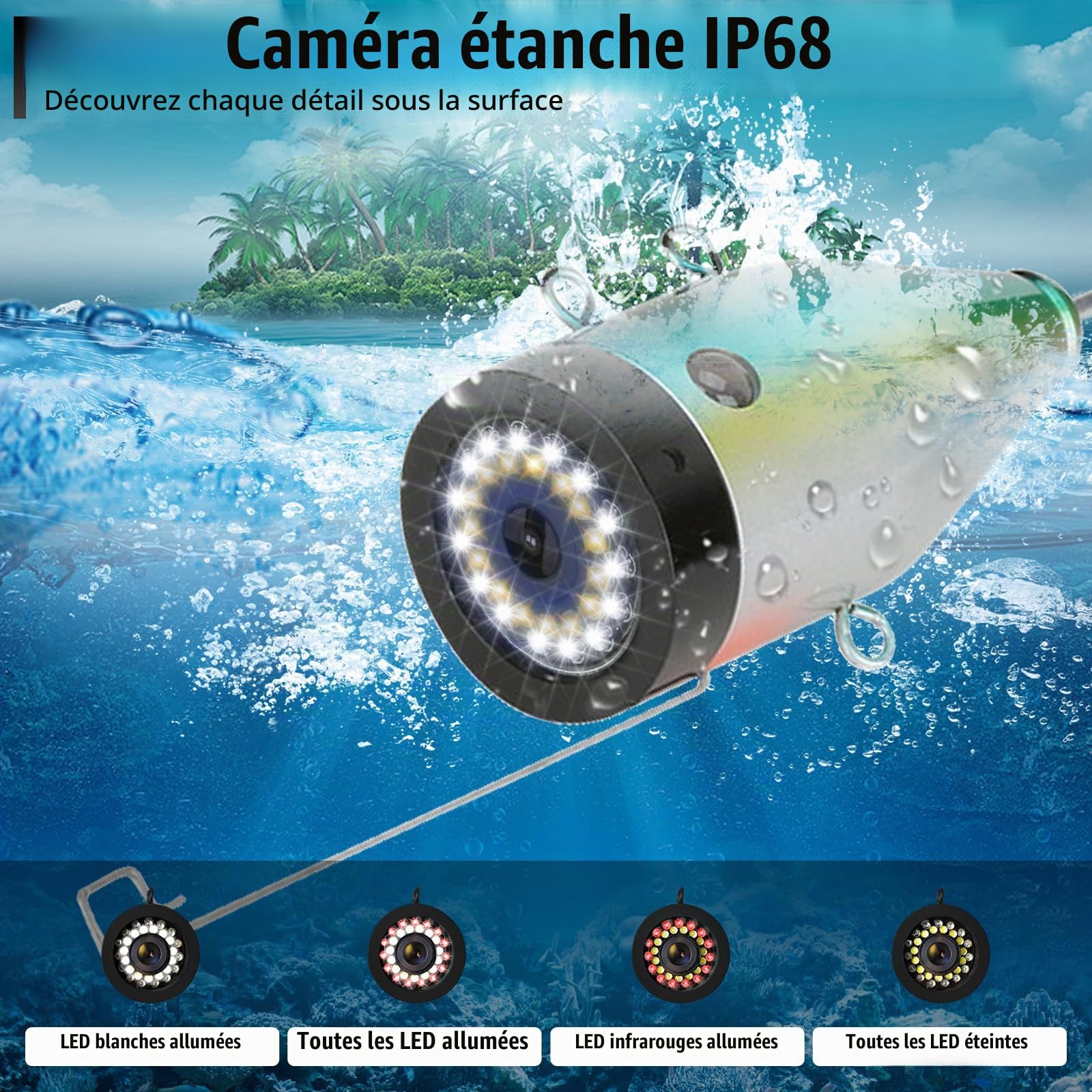 Caméra de Pêche sous-Marine HD 1080P 9 Pouces