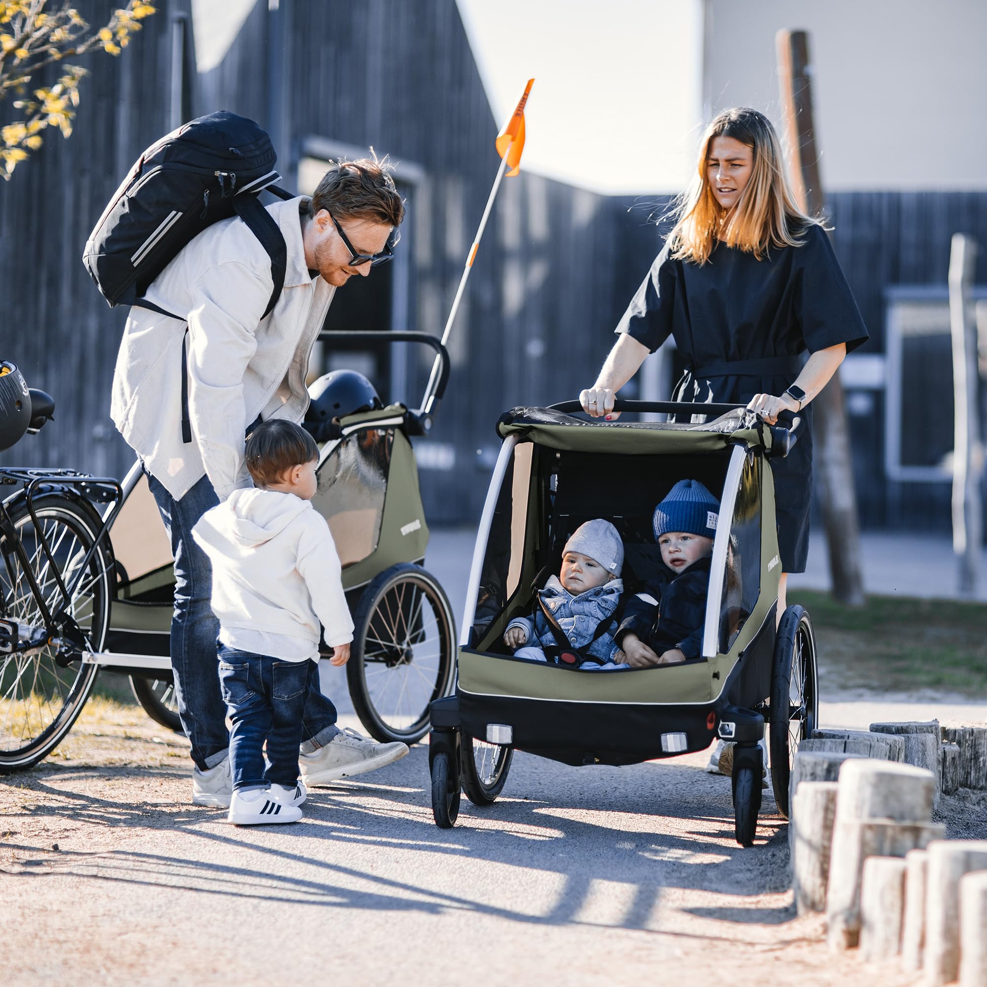 Thule Courier - Remolque de Bicicleta para niños y Perros, Color Verde