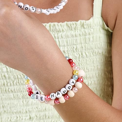 Miniatura 7 de Incraftables Cuentas de letras de 3 colores para la fabricación de joyas (0.276 in, 1080 piezas). Alfabeto A-Z negro, plata y oro rosa para pulseras