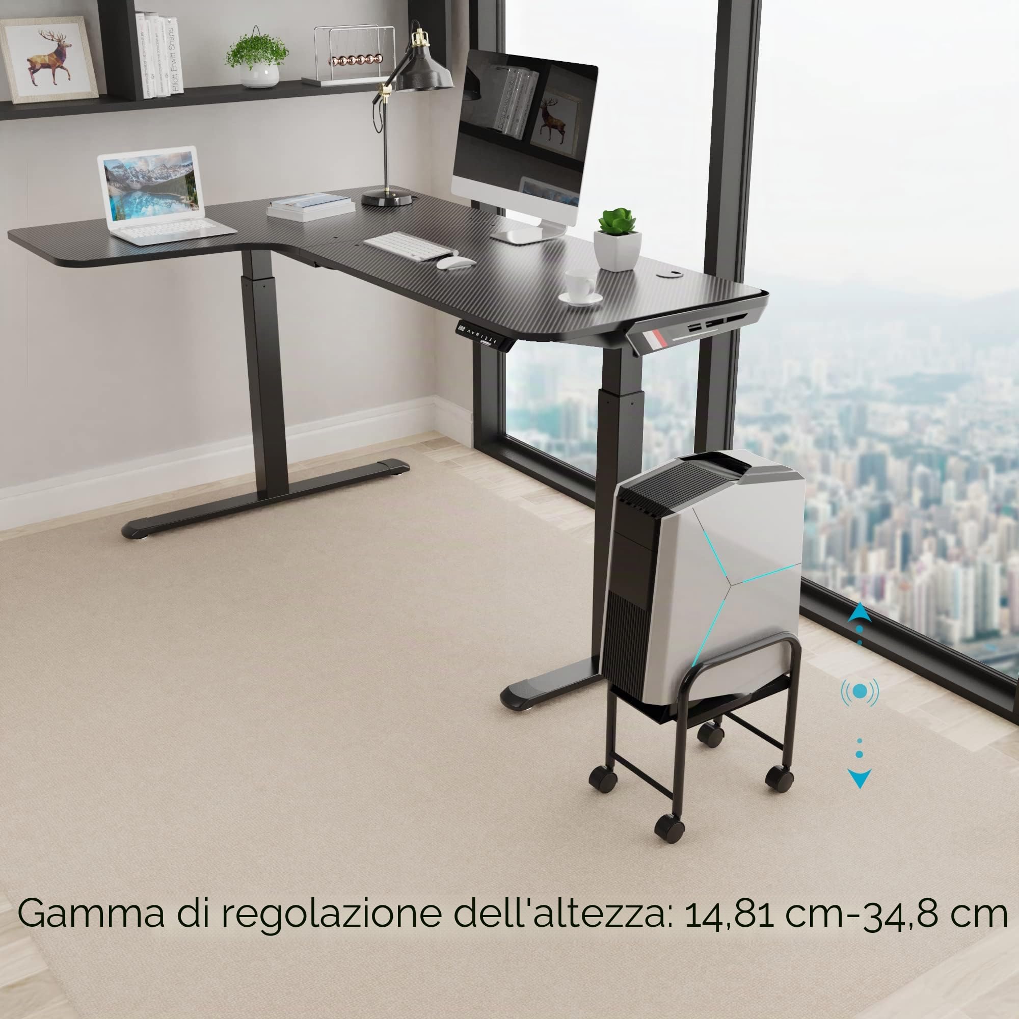 EUREKA ERGONOMIC Altezza Regolabile Torre Del Computer Stand, Acciaio Nero Case CPU Supporto Mobile Rotolo Carrello con Ruote, PC Gaming Computer Desk Accessori