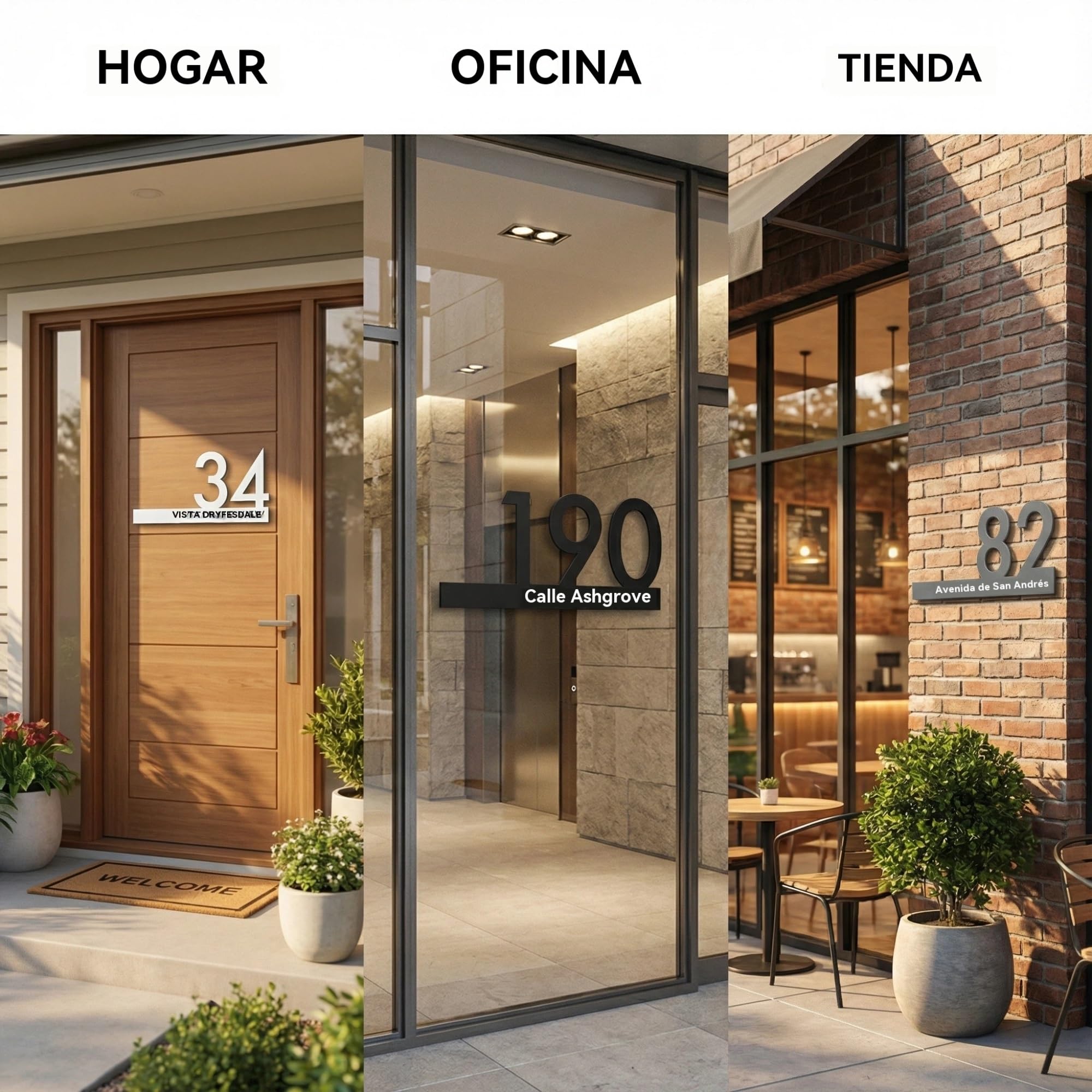 Números para Casa Exterior Personalizado - Letrero de Puerta de Acrílico Grabado en 3D Personalizado, 5 Tamaños y 3 Opciones de Color para Placa de Número de Casa y Dirección(Negro)