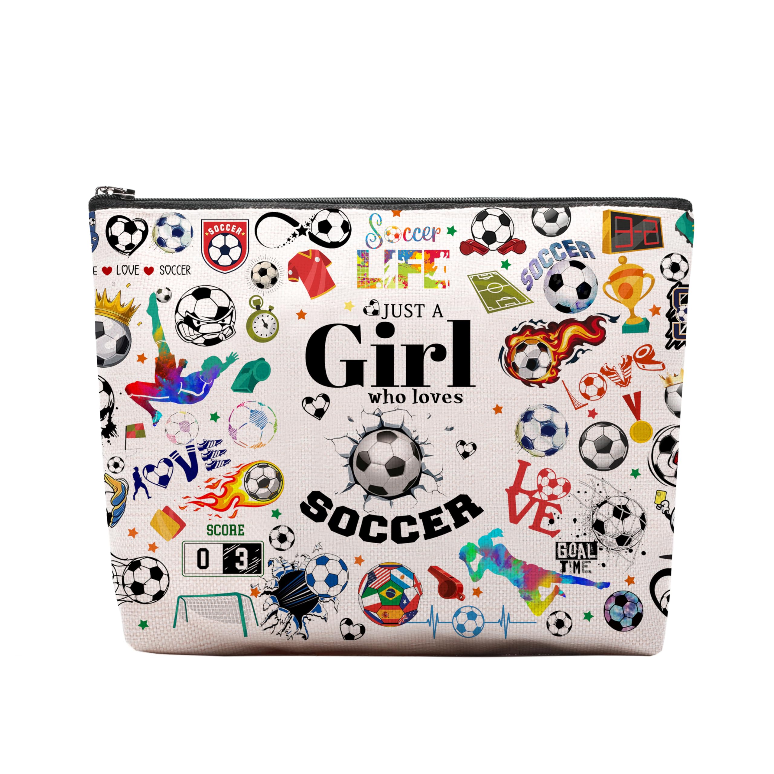CEASQVAASoccer Gifts Makeup Cosmetic Bag for Women, Soccer Coach Gifts, Soccer Team Gifts for Soccer Lovers Players Fans Birthday Gifts for Her Women