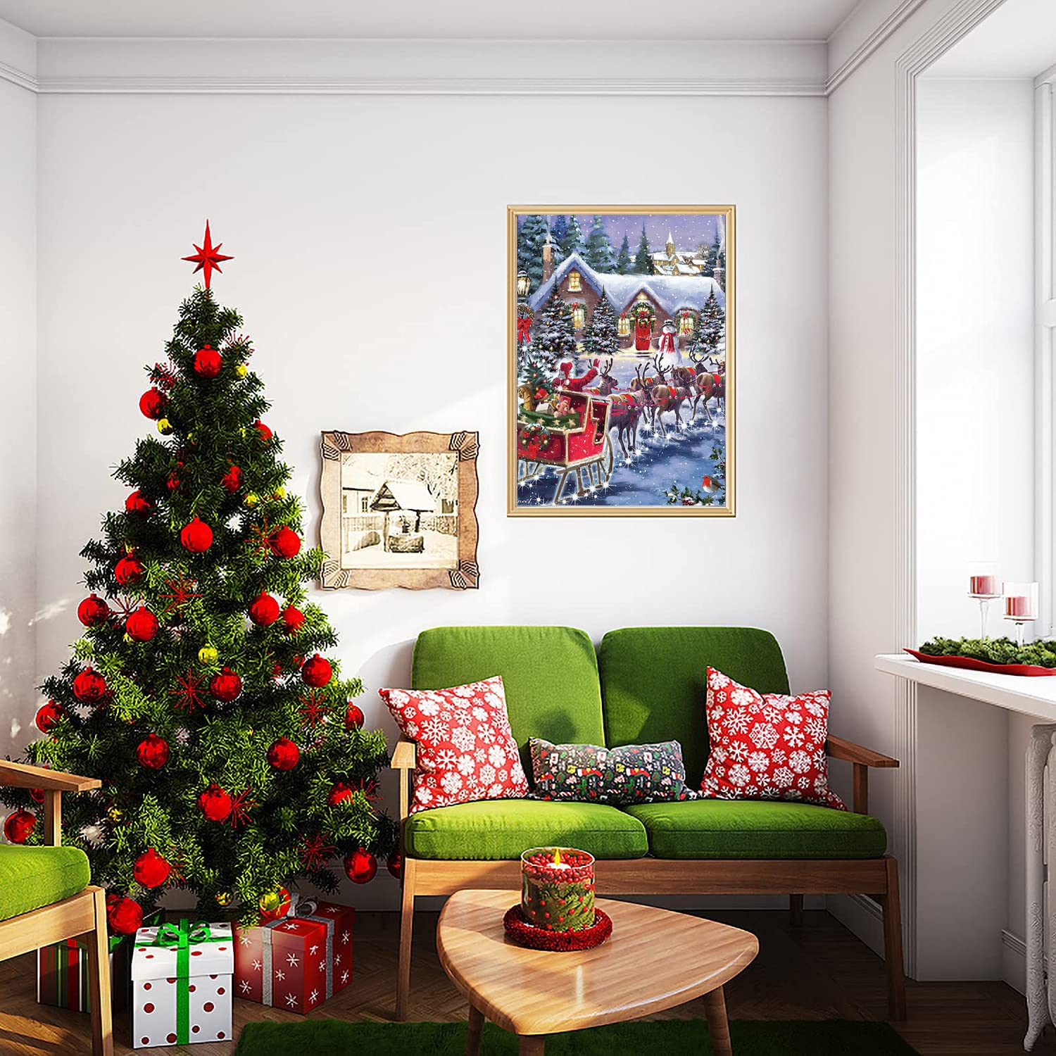 5D Diamond Painting Père Noël,Diy Broderie Diamant Kit Complet ,Peinture Diamant Pour Enfants Et