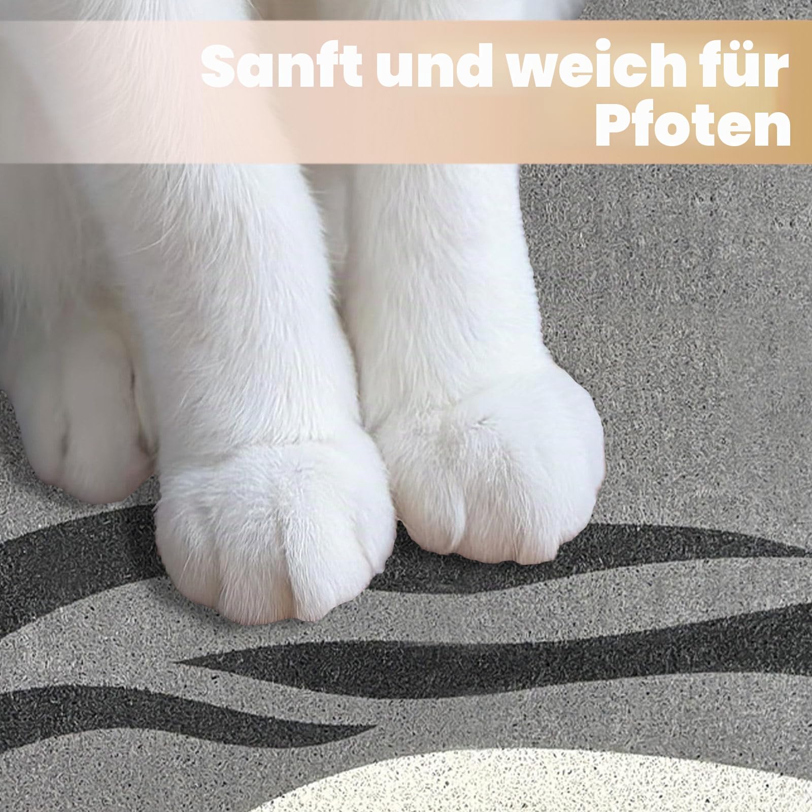 Katzenstreu Matte, 90 x 60 cm Katzenklo Matte Groß für Katzenklo, rutschfest und wasserdicht Katzentoilette Matte, leicht zu reinigen, niedliche weiche PVC Katzenklo Unterlage, Grau