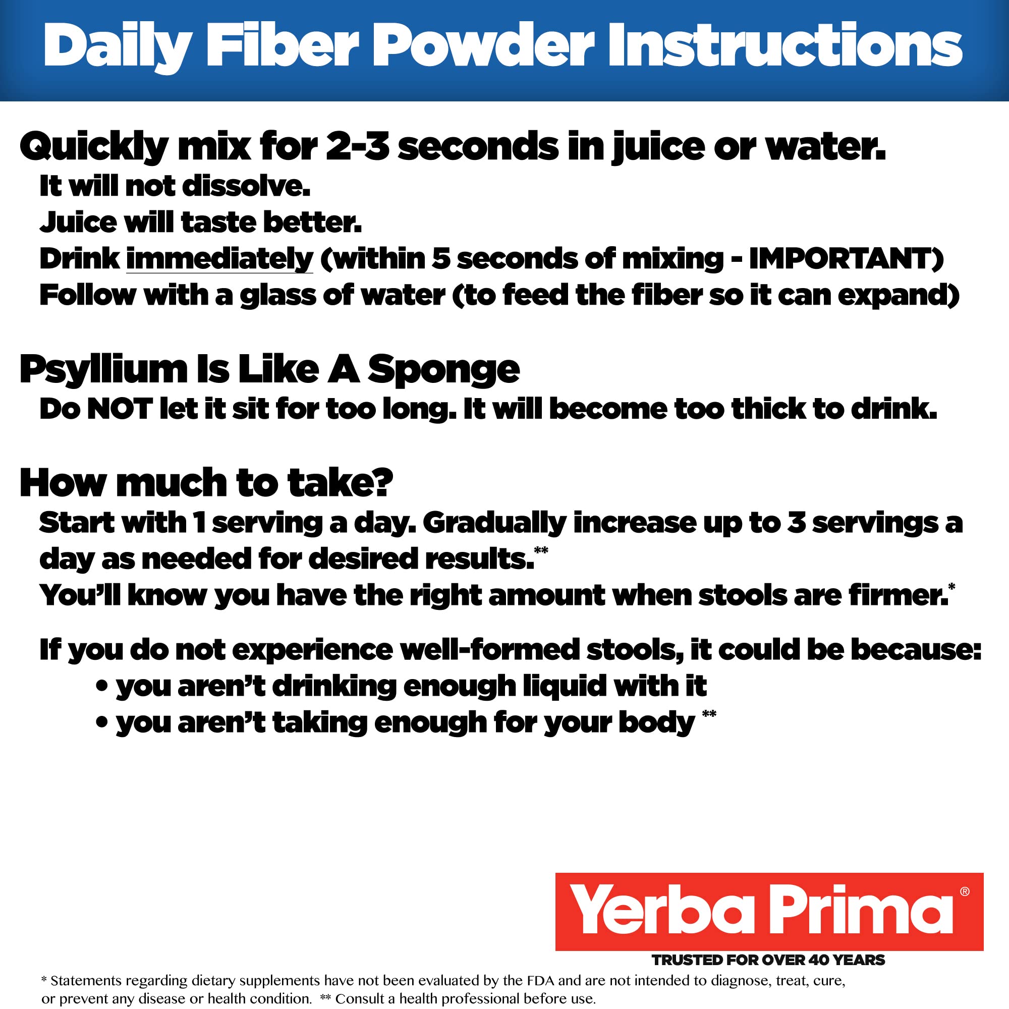 Yerba Prima Daily Fiber Formula - 20 oz Powder (Pack of 2) - Unflavored, Concentrated Blend of Soluble/Insoluble, Psyllium Seed Husks, Acacia Gum, Apple Fiber Supplement - Regularity Colon Cleanser — Amazon image 3