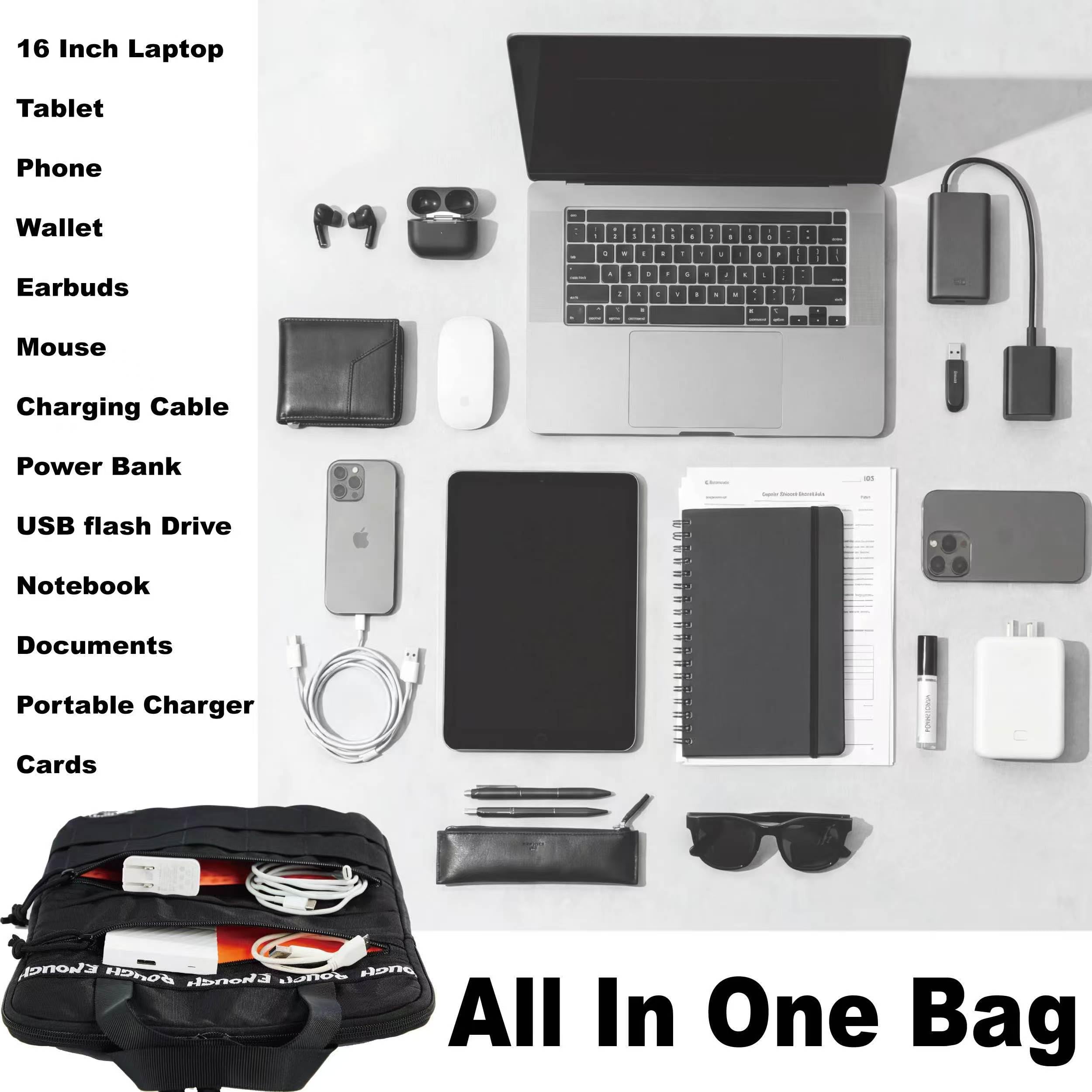 Rough Enough 16 Zoll Laptophülle, vertikale Reisetasche für Arbeit & Outdoor | Passend für 15-16-Zoll-Laptops und Tablets, stoßfeste Schaumstoffpolsterung, Trolleygurt für Gepäck, abnehmbarer Schultergurt