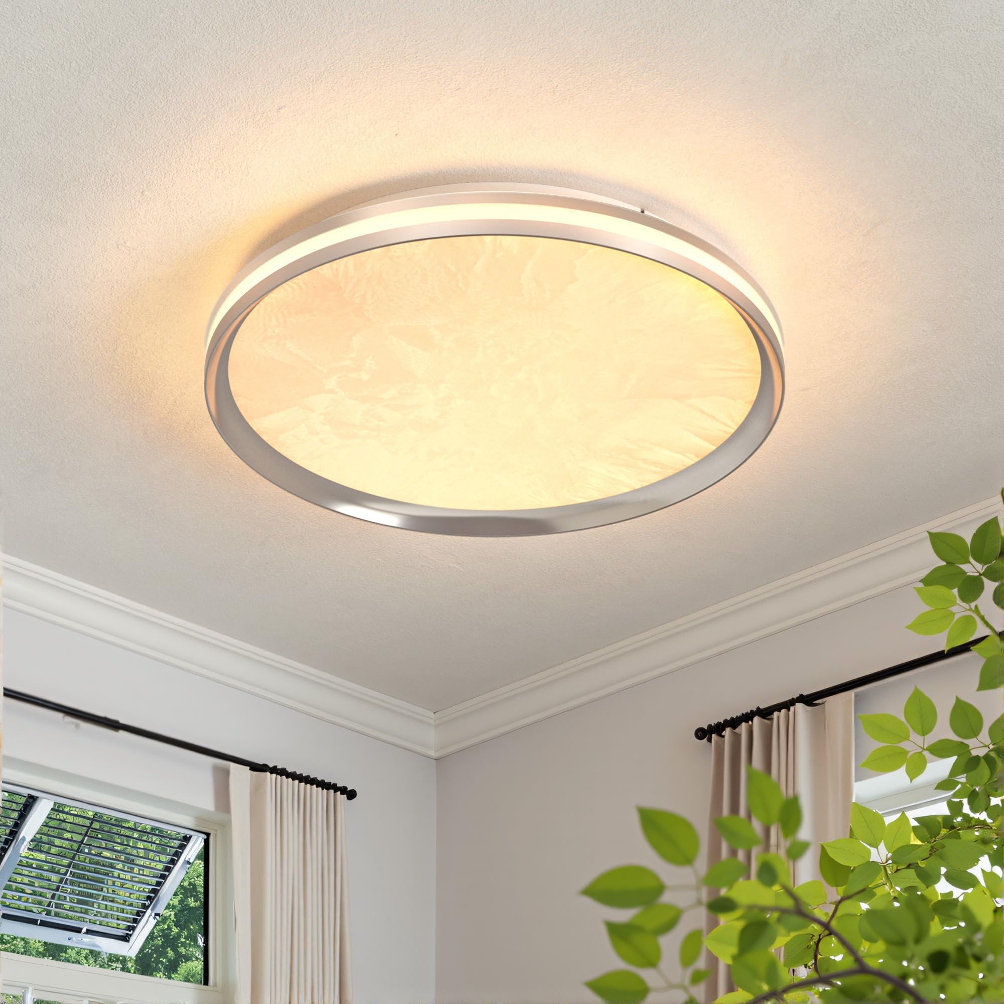 LED Deckenleuchte Moderne Rund Deckenlampe dimmbar 58W Ø40cm Wohnzimmerlampe Weiß Eisblumen-Deckenbeleuchtung Schlafzimmerlampe für Wohnzimmer Schlafzimmer Küchen Bürolampe Flurlampe Decke