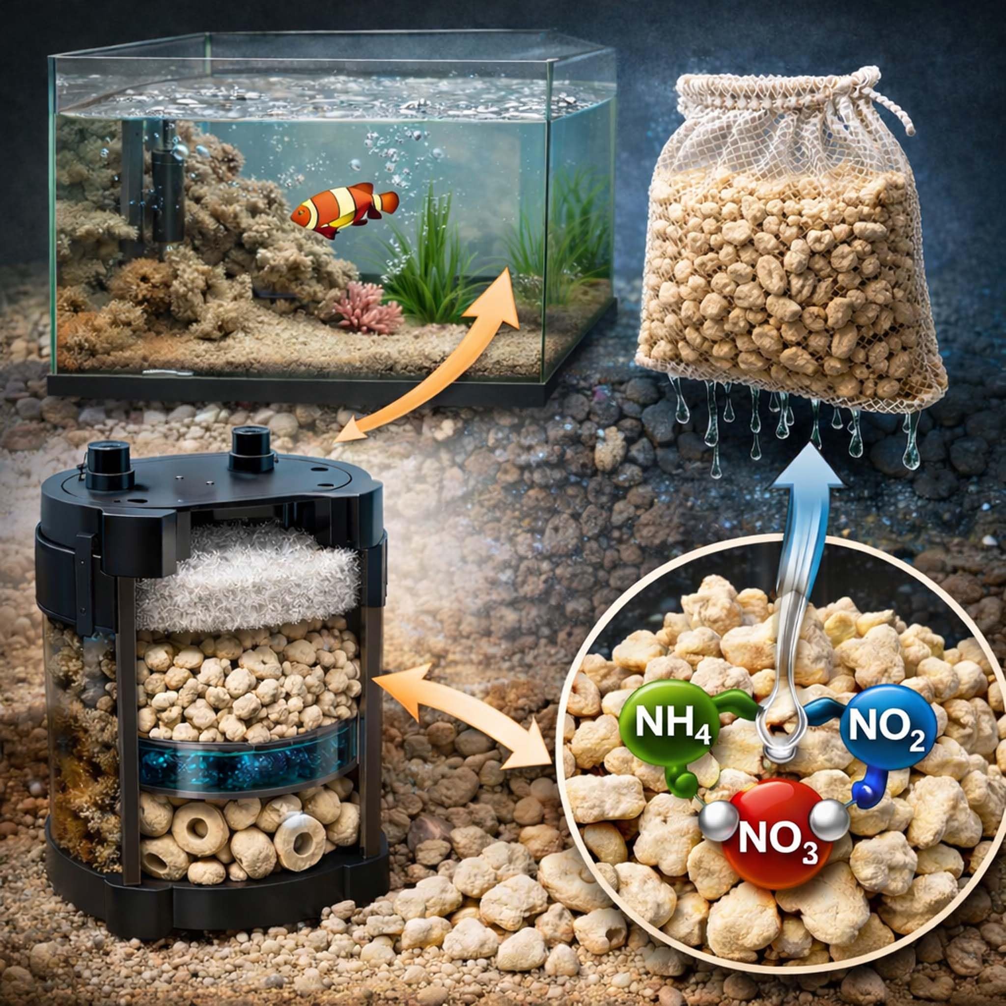 SunSun Sable corallien très Grossier – 0,5 kg – pour Colonisation de bactéries nitrifiantes, Régulation de dureté – Filtre bassins, étangs, Aquariums
