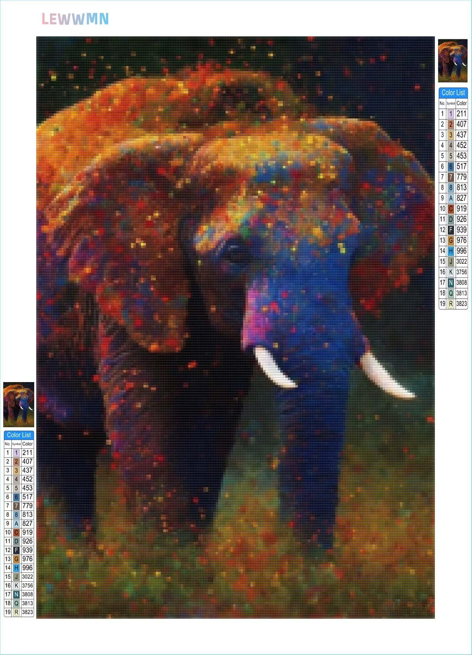 5D DIY Diamante Art Pintura kit Completo, Diamond Painting Adultos Niños Rhinestone Bordado de Punto de Cruz Artes Pintura Painting,Cuadros Decor para Cuarto, Sala de Estar - (Elefante animal) 60x90cm