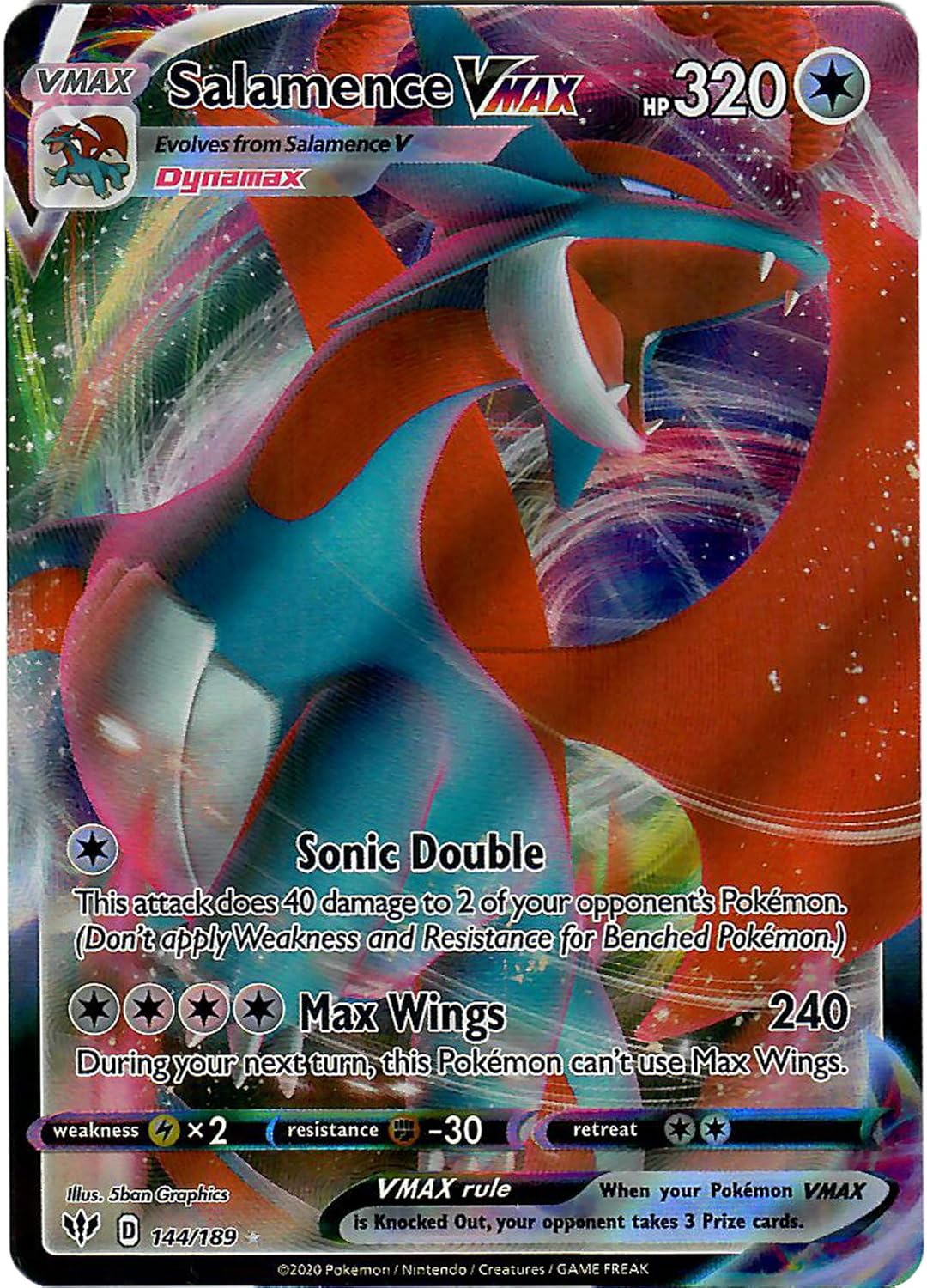 Salamence VMAX - 144/189 - Ultra Rare Sword & Shield Darkness Ablaze Singles
