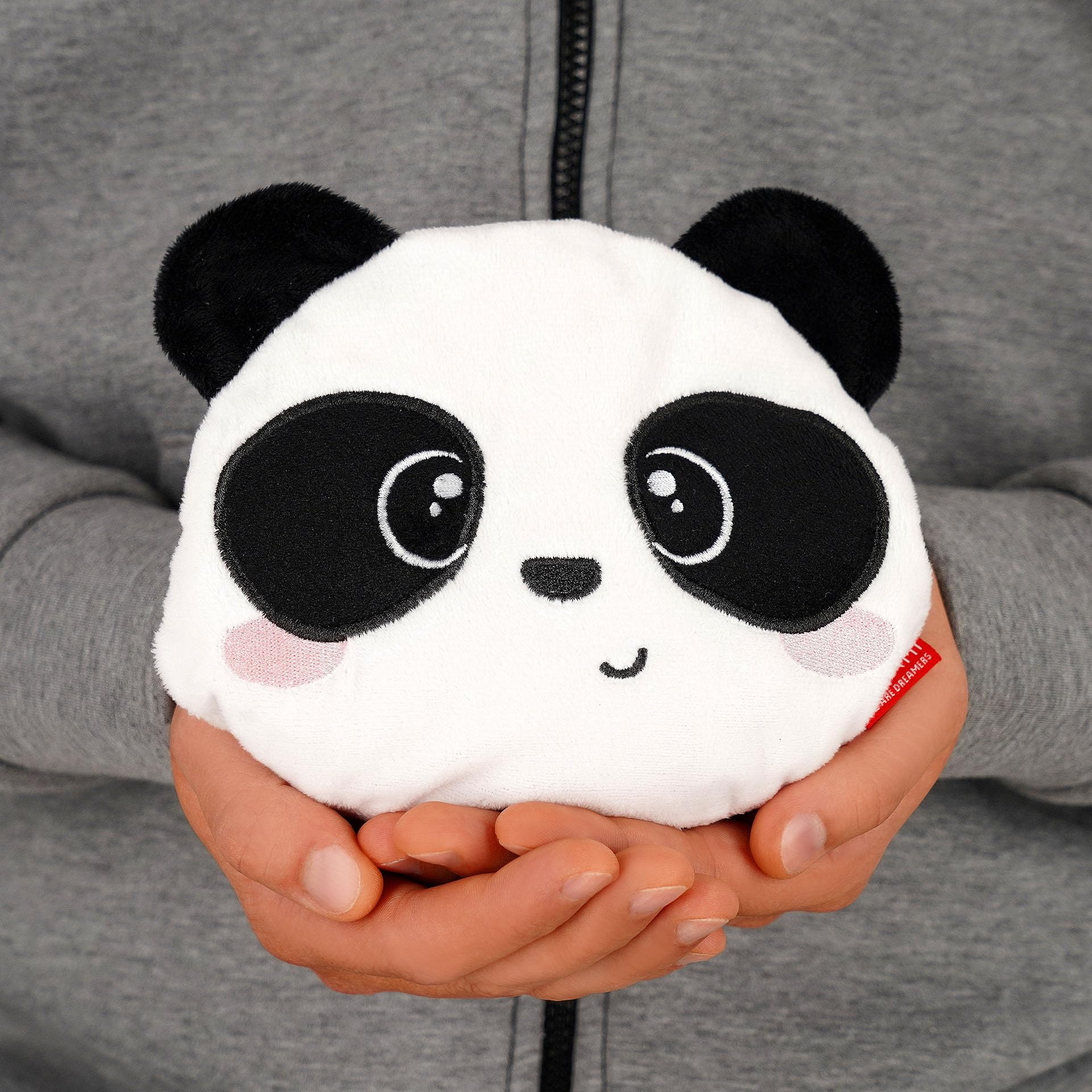 Legami - Mini Cuscino Termico con Semi di Lino, Warm Cuddles, in Semi di Lino, Profumo di Lavanda, Poliestere e Cotone, Dona Relax, Tema Panda, Uso in Microonde o in Frigo, 18 x 19 x 2,5 cm