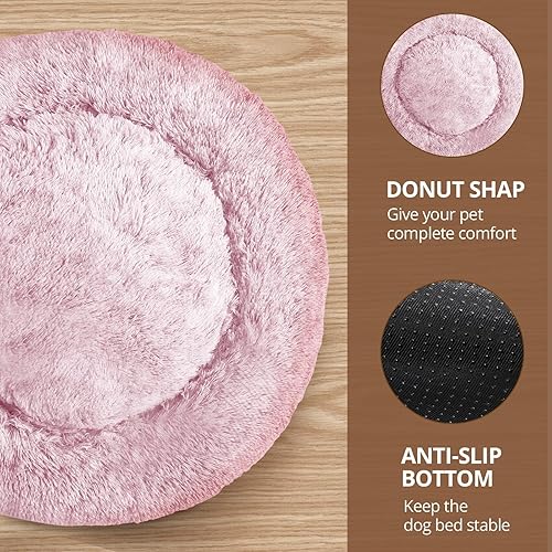 Miniatura 3 de JOLLYVOGUE Cama para Perros Relajante Tamaño Grande, Cama de Mascotas Donut Anti-Ansiedad Grande, Cama Redonda para Gatos de 36 Pulgadas de Felpa de