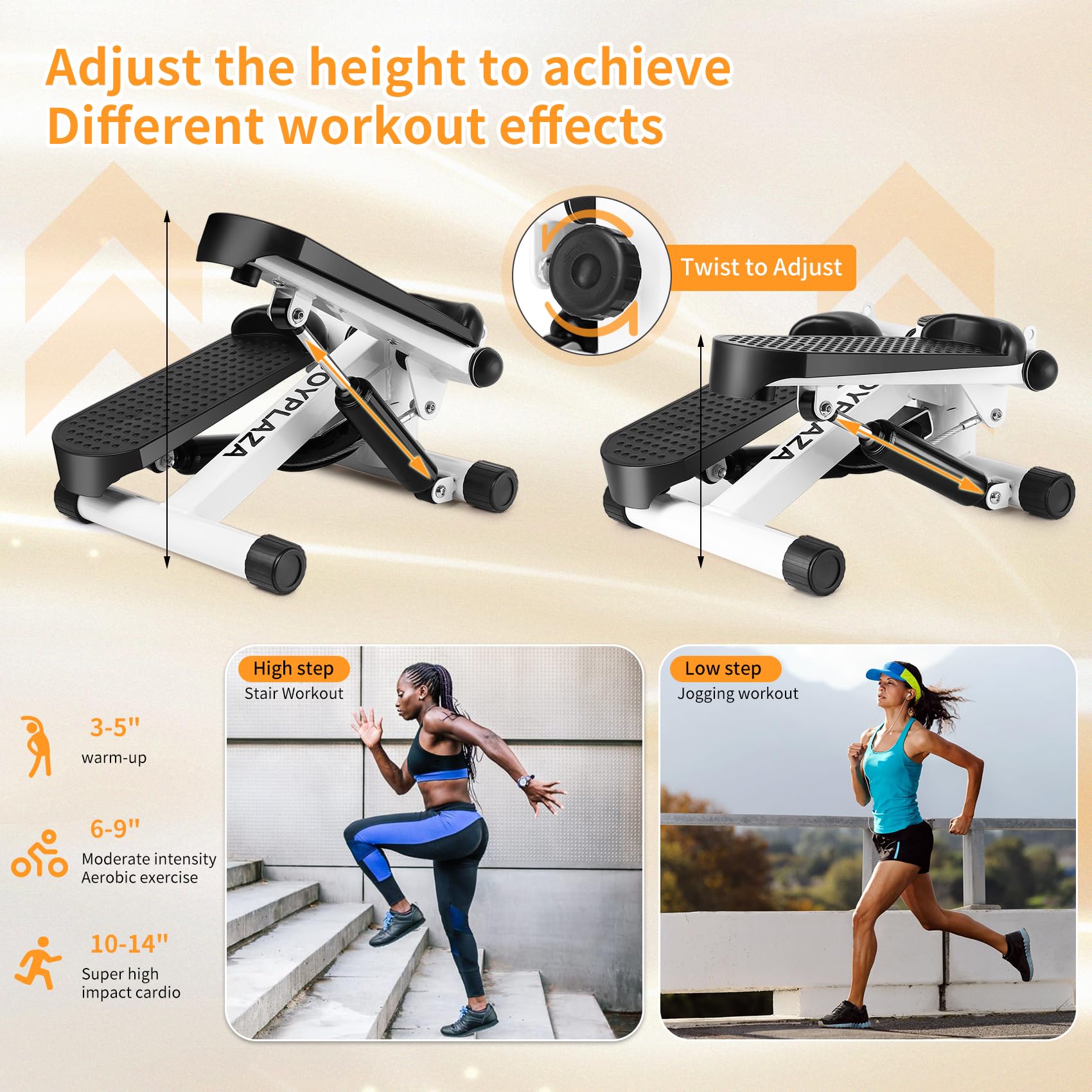 Stepper per esercizi a casa, mini stepper con fasce di resistenza e scaletta portatile, esercizio di modellamento del fitness, carico massimo 120 kg, step per allenamento con monitor LCD