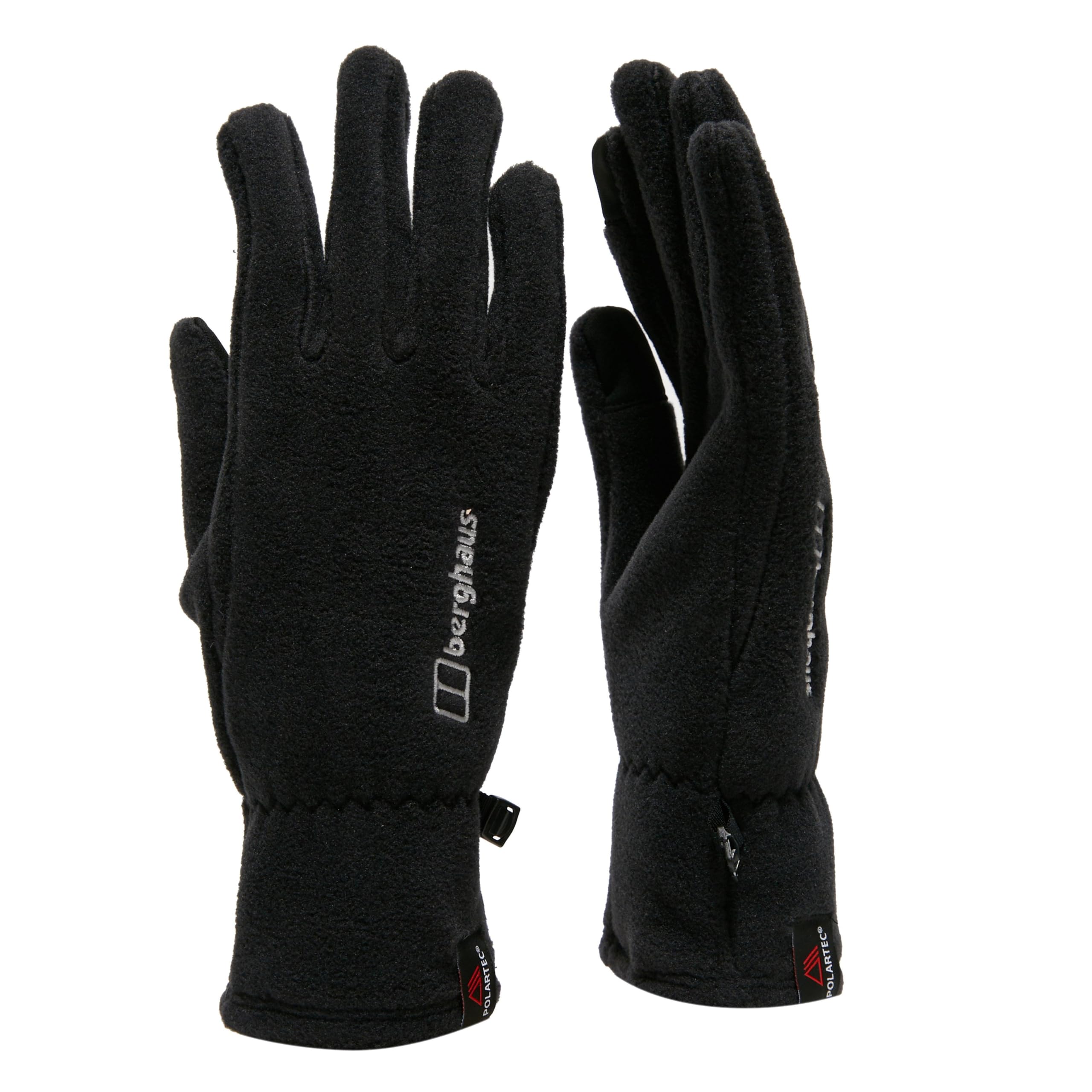 Berghaus Unisex Prism Polartec Winter Warm Gloves | Touchscreen Compatible Gloves, Black/Black, L-XL