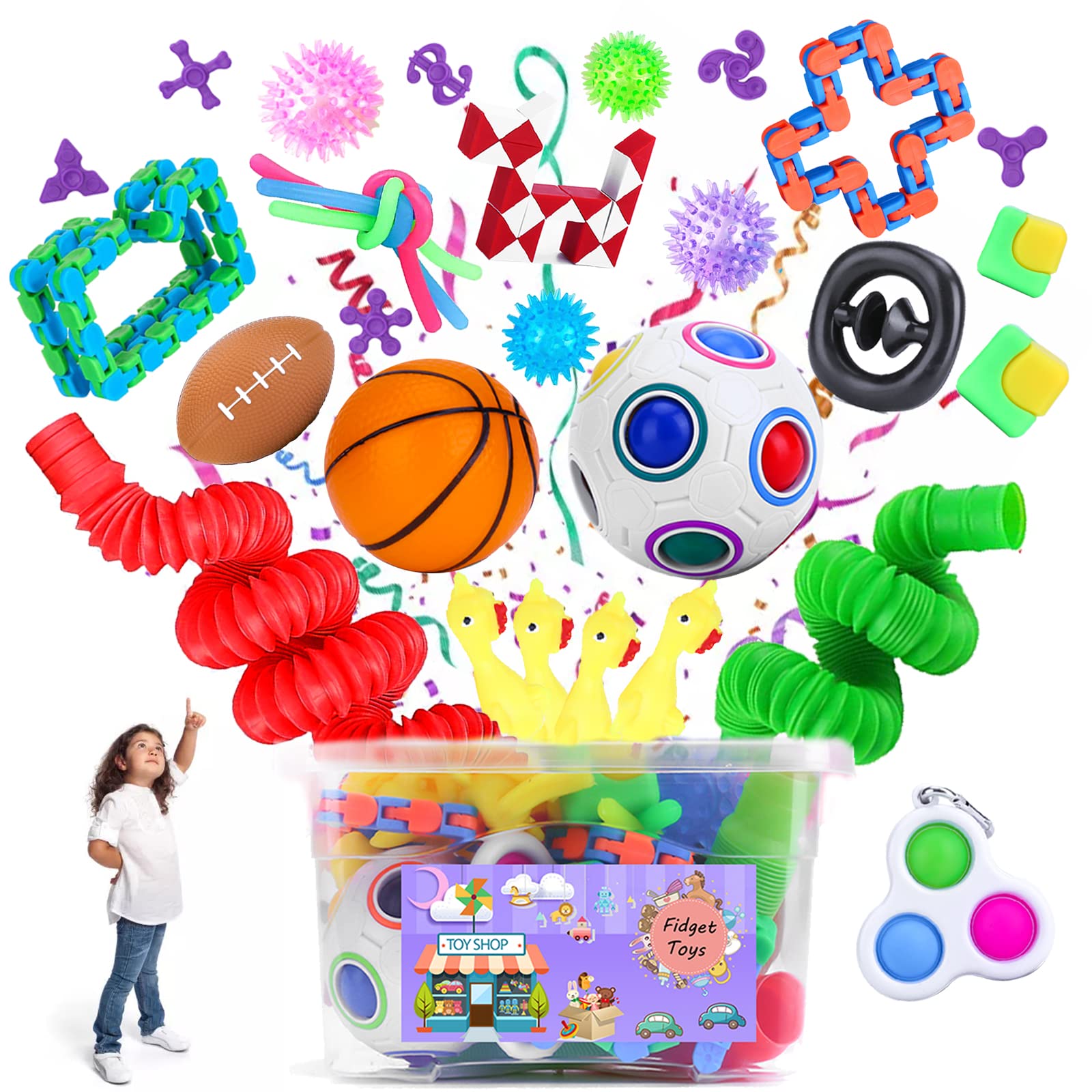 Fidget Toys Pack 30 Pcs Fidget Packs Sensory Toy Set for Kids Pop Fidget Toy Set for Adults Birthday Party Favors,Classroom,Goodie Bag Fillers