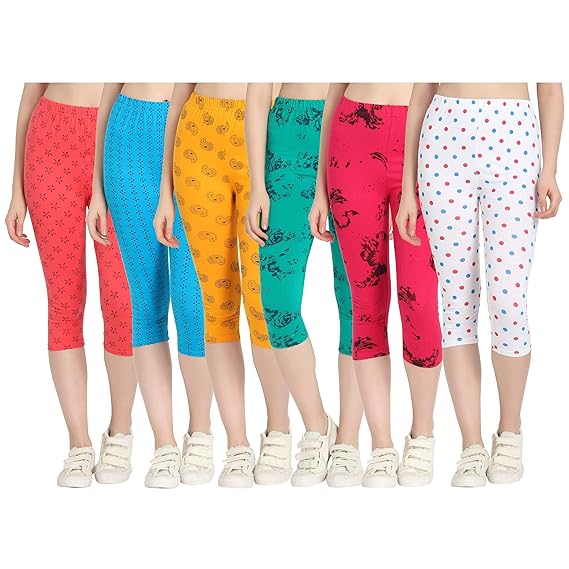 Printed Capri for Womens/Girl Pack of 6