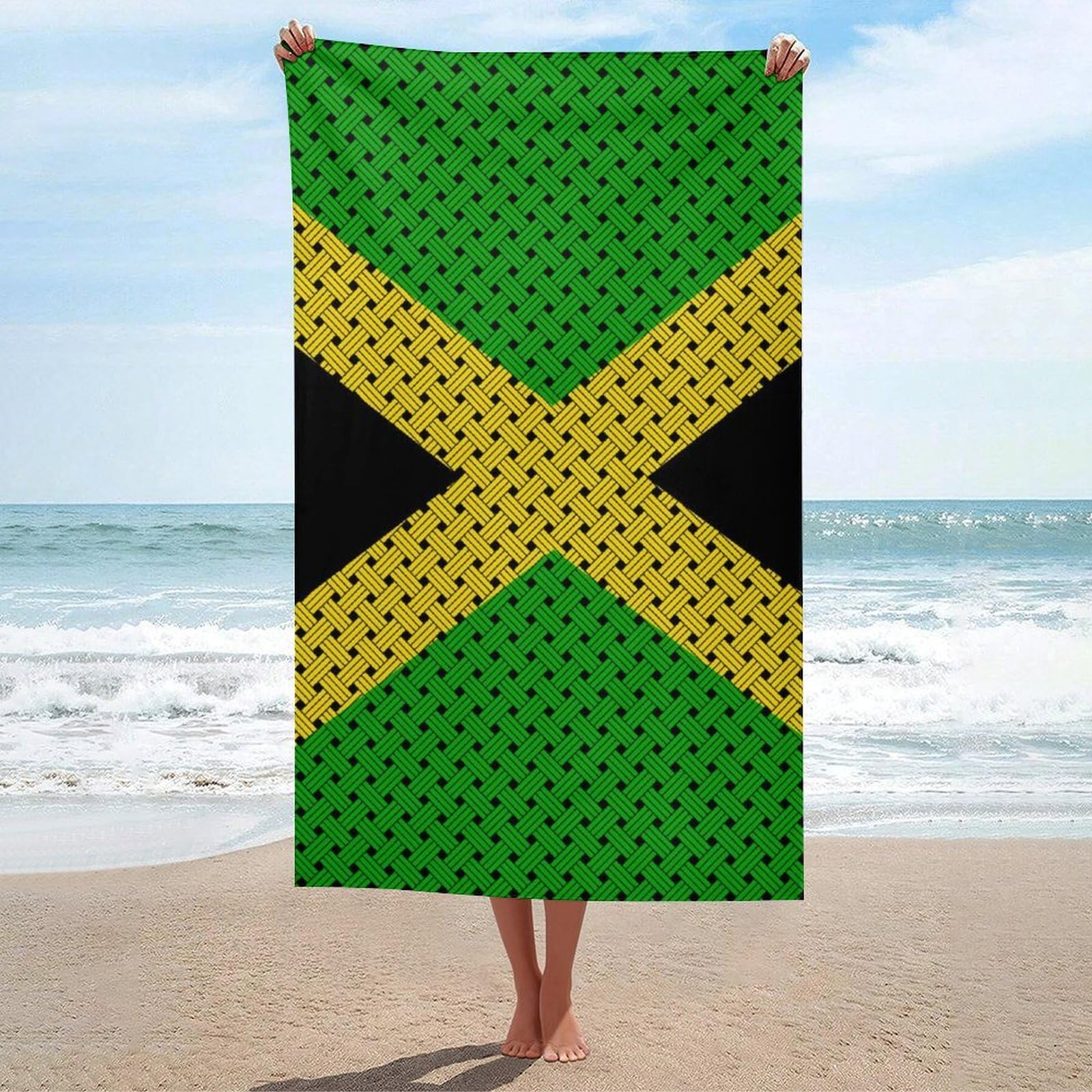 Anceky Beach Towel Soft Jamaica Flag Bath Towels Quick Dry Bath Towel for Beach Pool Yoga Swim Shower 31 X 51 in
