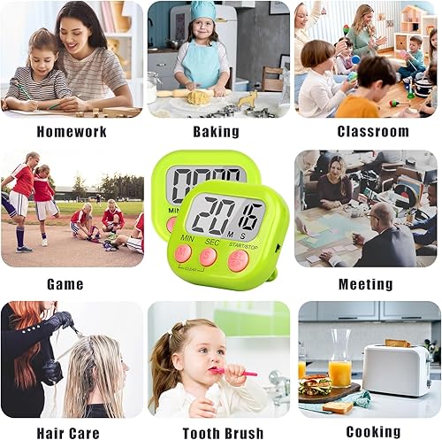 Miniatura 6 de ZILLEEN Temporizador de aula para niños y profesores, paquete de 2 tmers digitales, verde