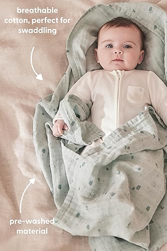 Miniatura 5 de MORI Bebé Niños y Niñas Paño de muselina prelavado 29.5 x 29.5 in en azul  100% algodón transpirable unisex manta de recepción infantil  Regular