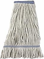 Vista 1 de Winco Cabezal de trapeador comercial de mezcla de polialgodón, extremo en bucle, 24 onzas, color blanco