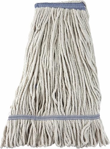 Winco Cabezal de trapeador de hilo, 24 onzas, extremo de bucle de 4 capas, blanco, mediano - MOP-24W